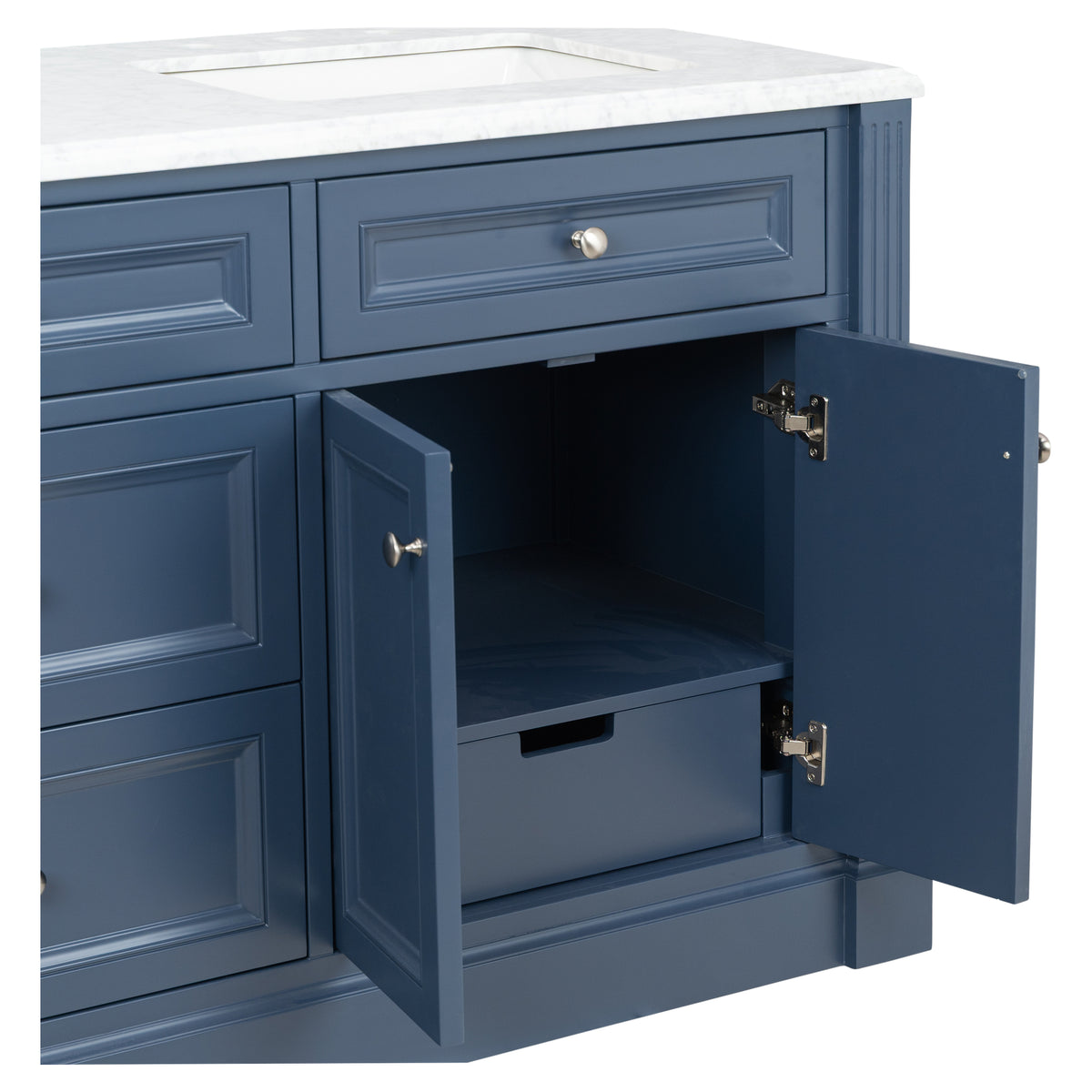OC Classique 1800mm Marble Top Single Vanity, Navy Blue