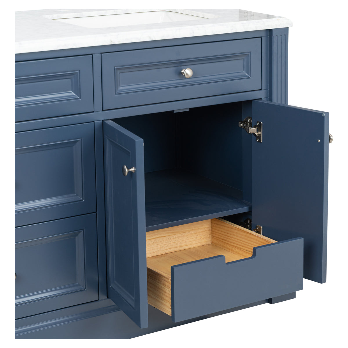 OC Classique 1800mm Marble Top Single Vanity, Navy Blue