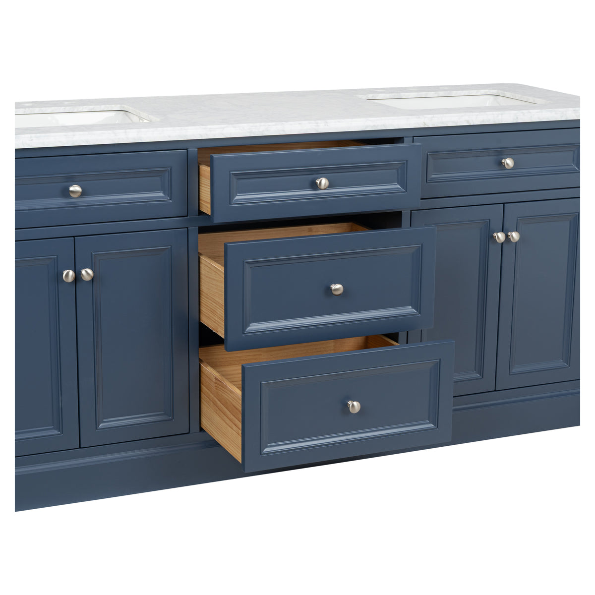 OC Classique 1800mm Marble Top Single Vanity, Navy Blue