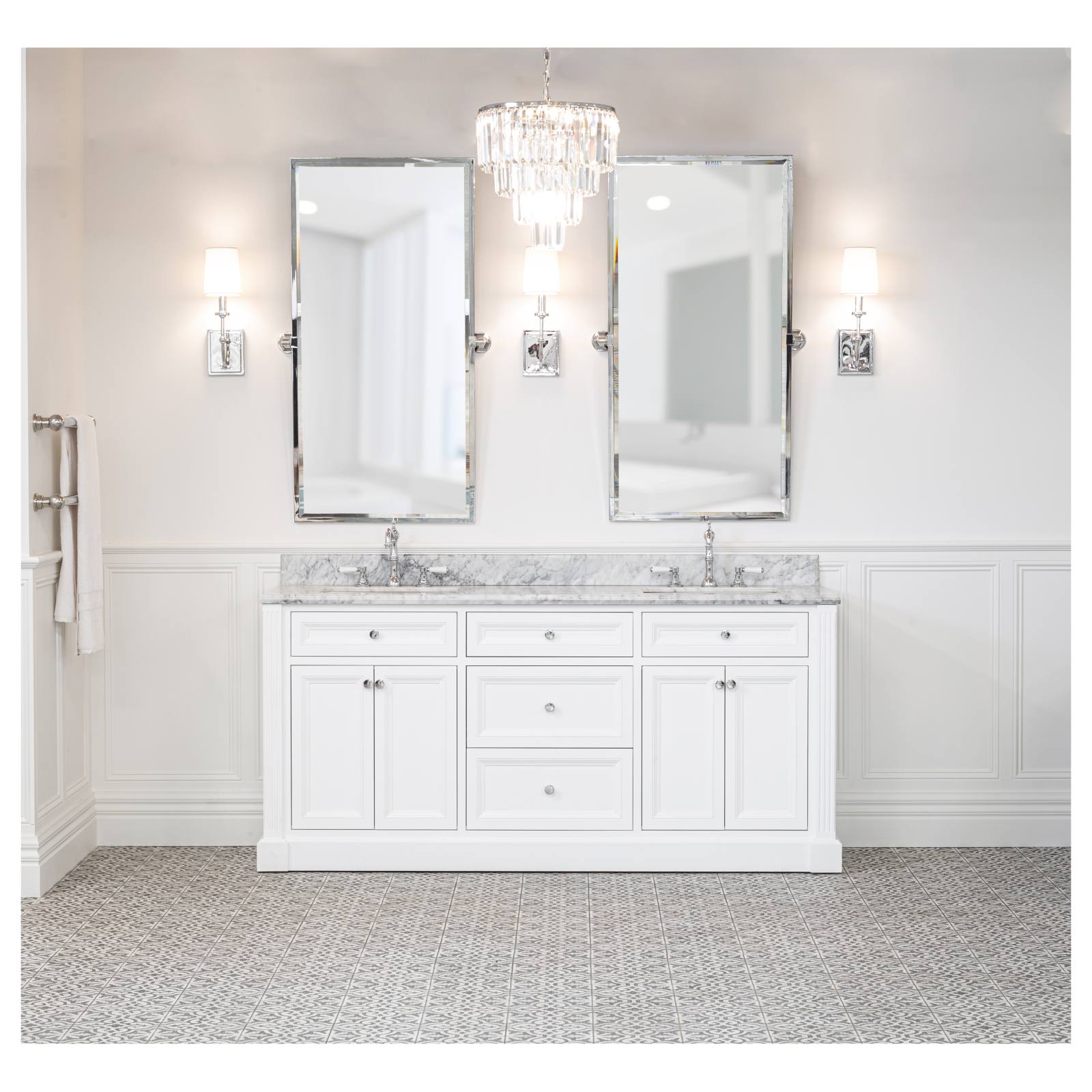 OC Classique 1800mm Marble Top Double White Freestanding Vanity