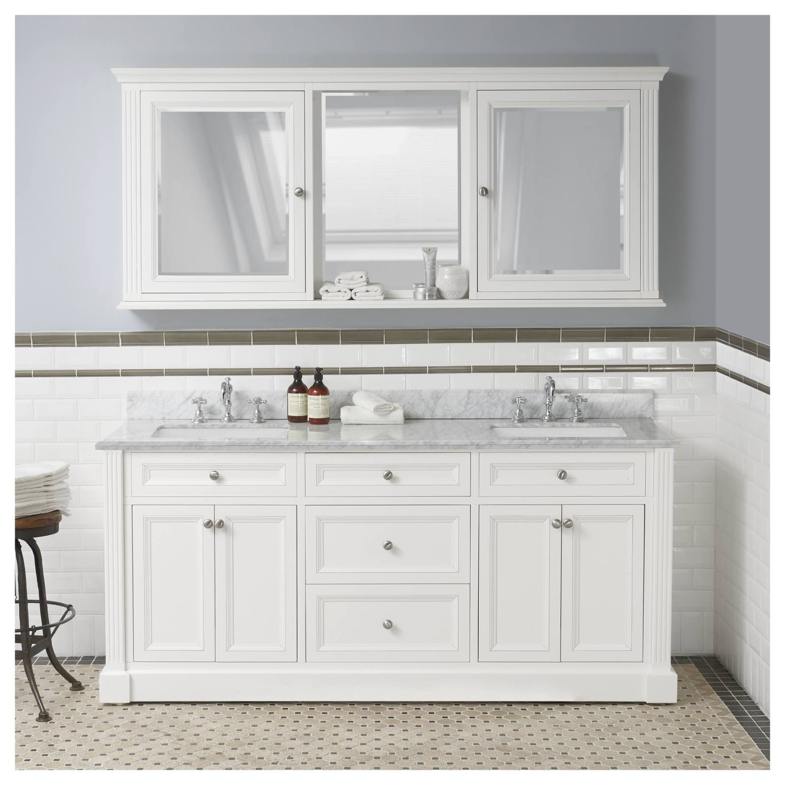 OC Classique 1800mm Marble Top Double White Freestanding Vanity