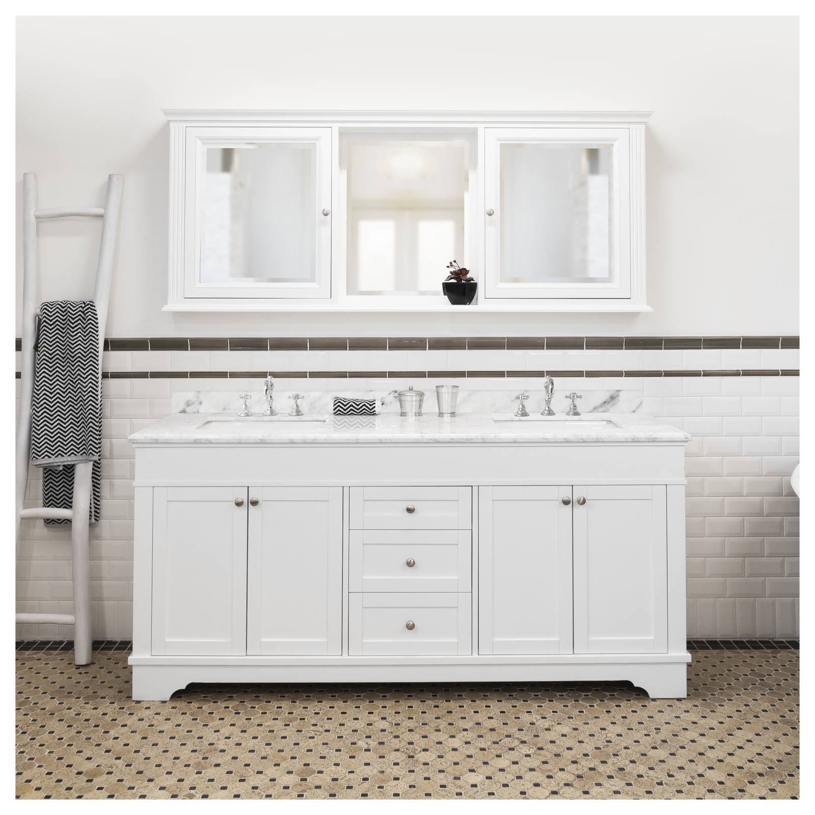Fremont Large Marble Top Double Vanity, White