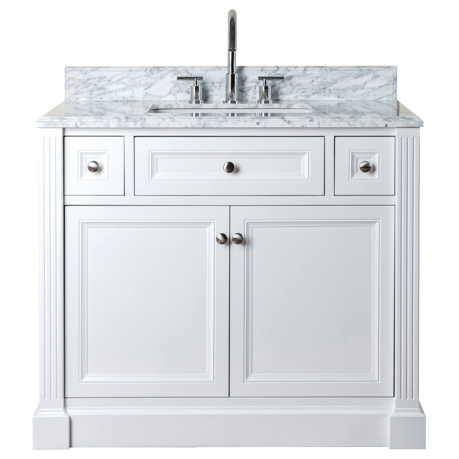 OC Classique 1000mm Marble Top Single White Freestanding Vanity