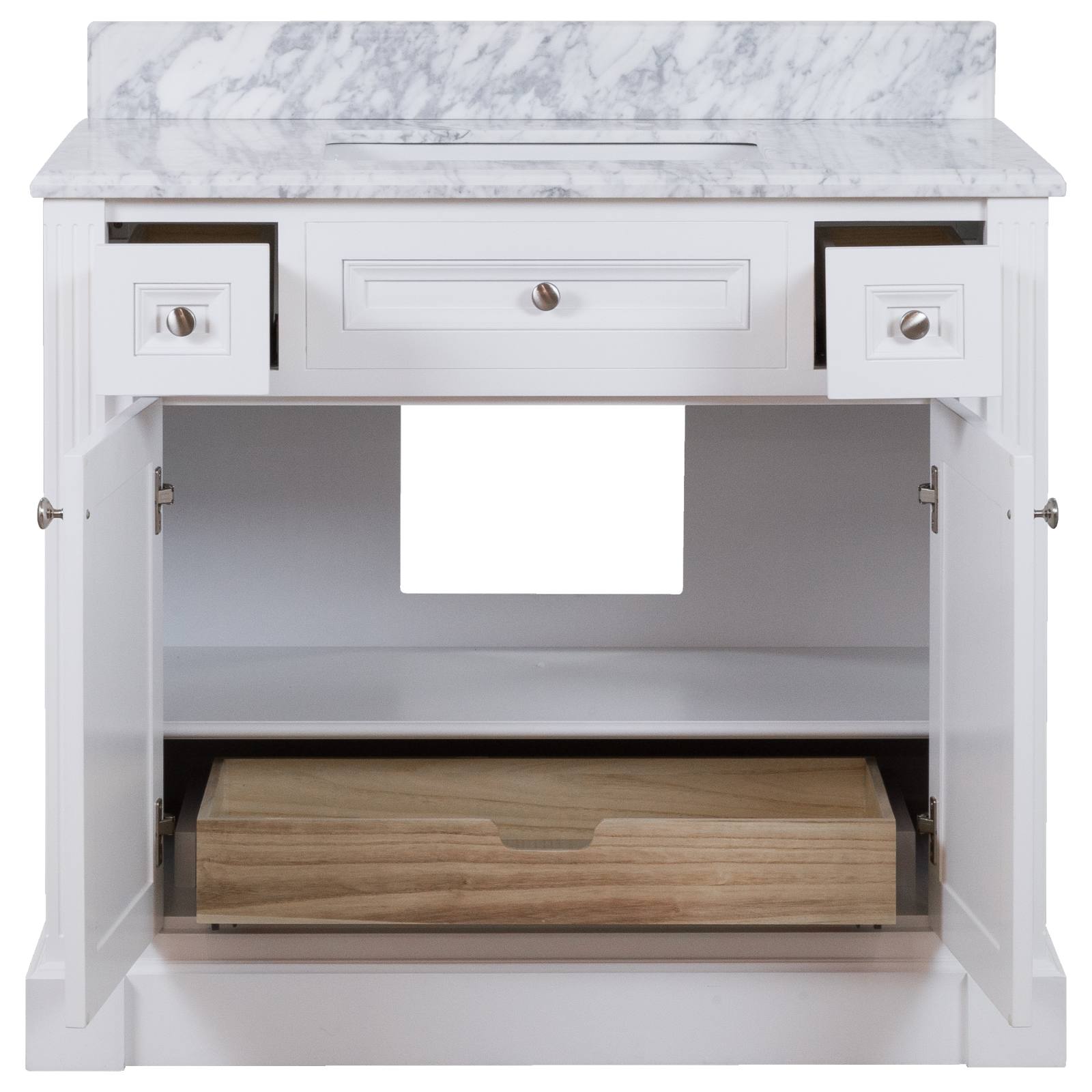 OC Classique 1000mm Marble Top Single White Freestanding Vanity