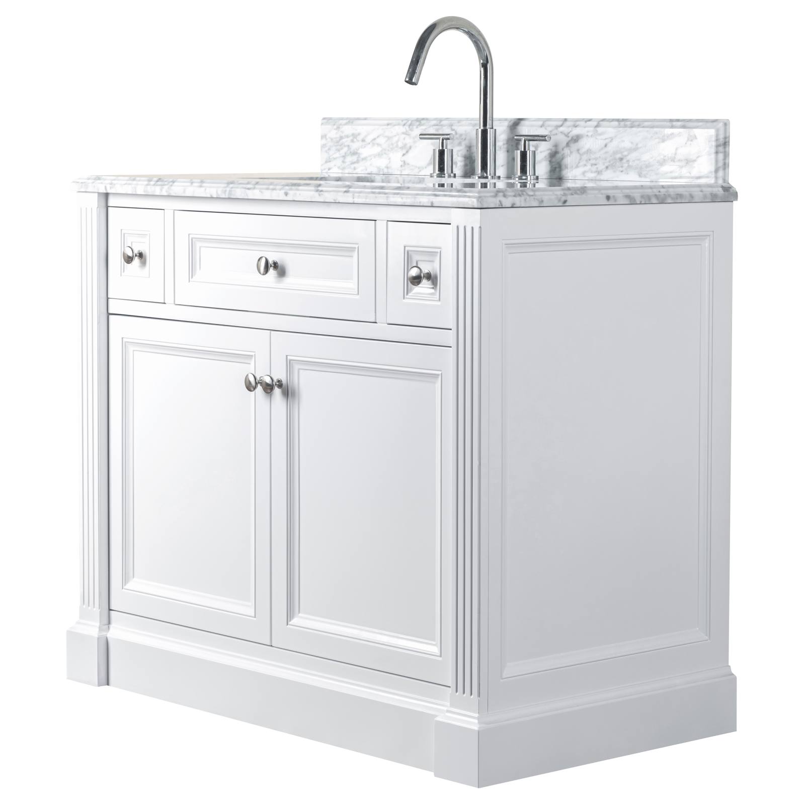 OC Classique 1000mm Marble Top Single White Freestanding Vanity