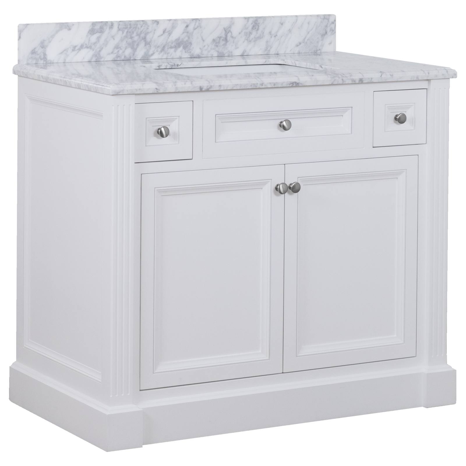 OC Classique 1000mm Marble Top Single White Freestanding Vanity