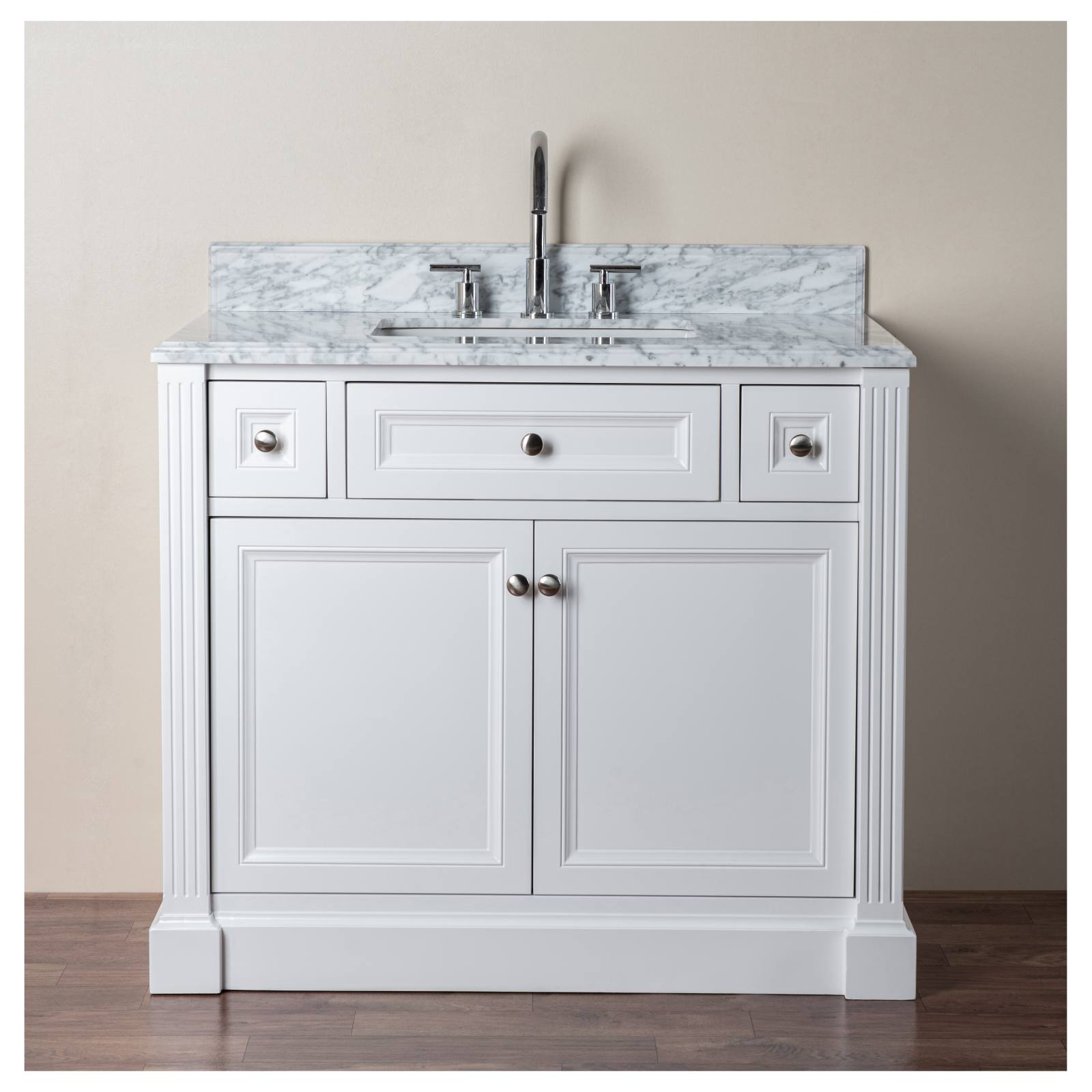 OC Classique 1000mm Marble Top Single White Freestanding Vanity