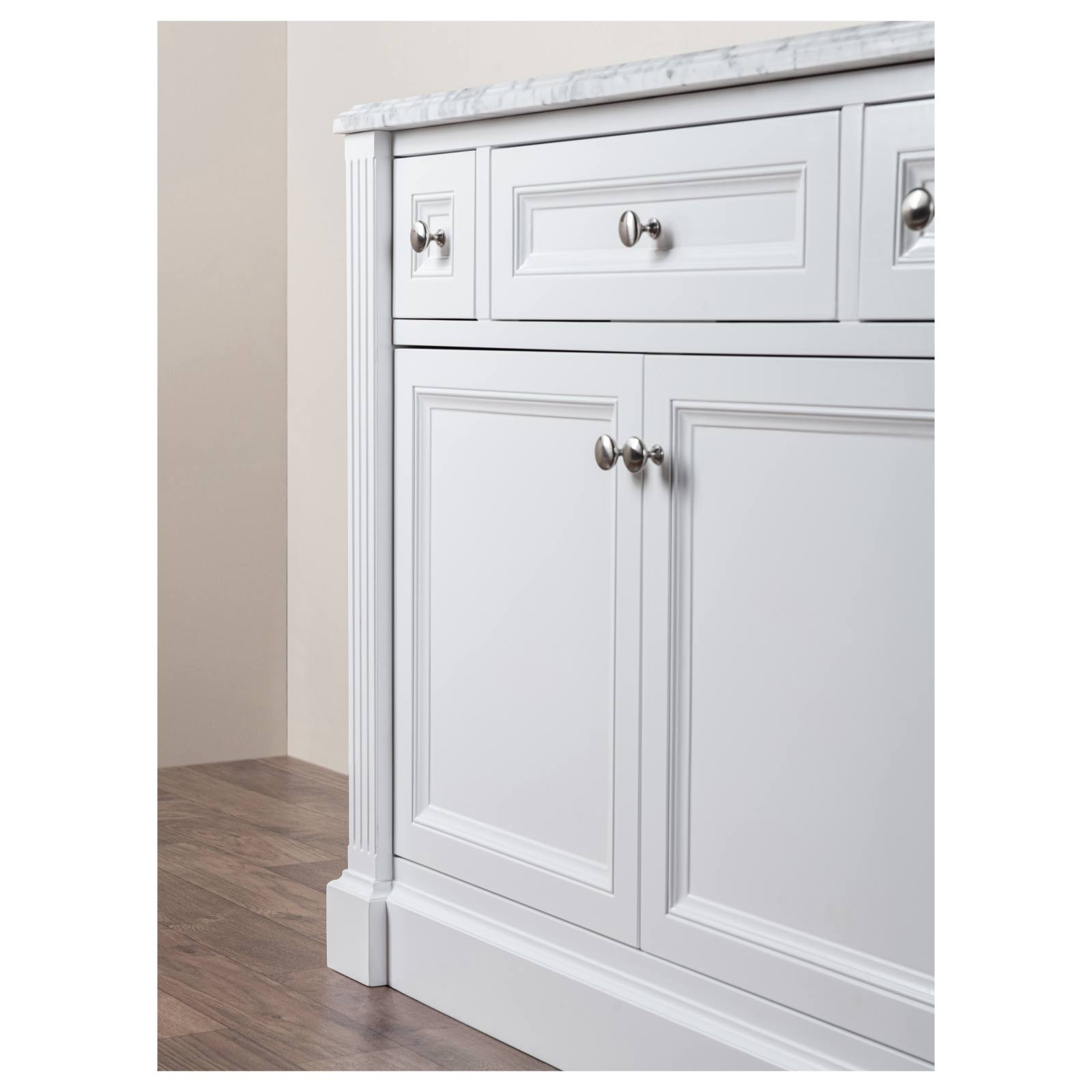 OC Classique 1000mm Marble Top Single White Freestanding Vanity