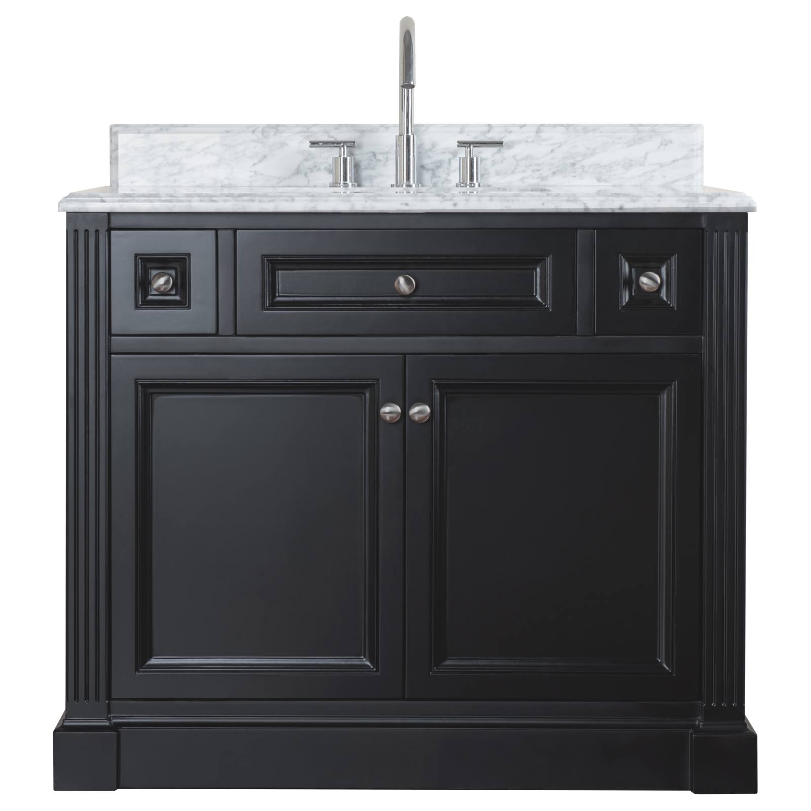 OC Classique 1000mm Marble Top Single Black Freestanding Vanity