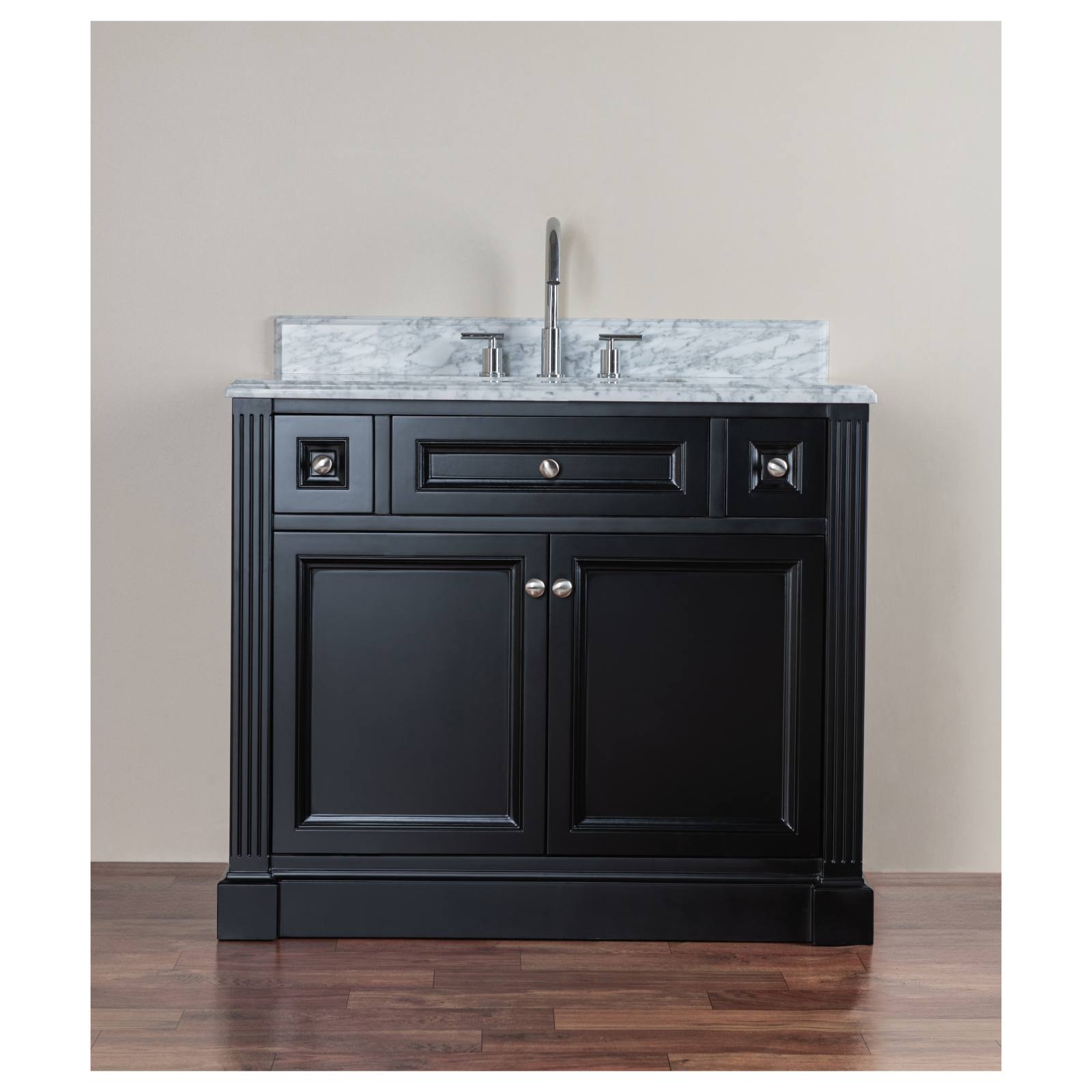 OC Classique 1000mm Marble Top Single Black Freestanding Vanity