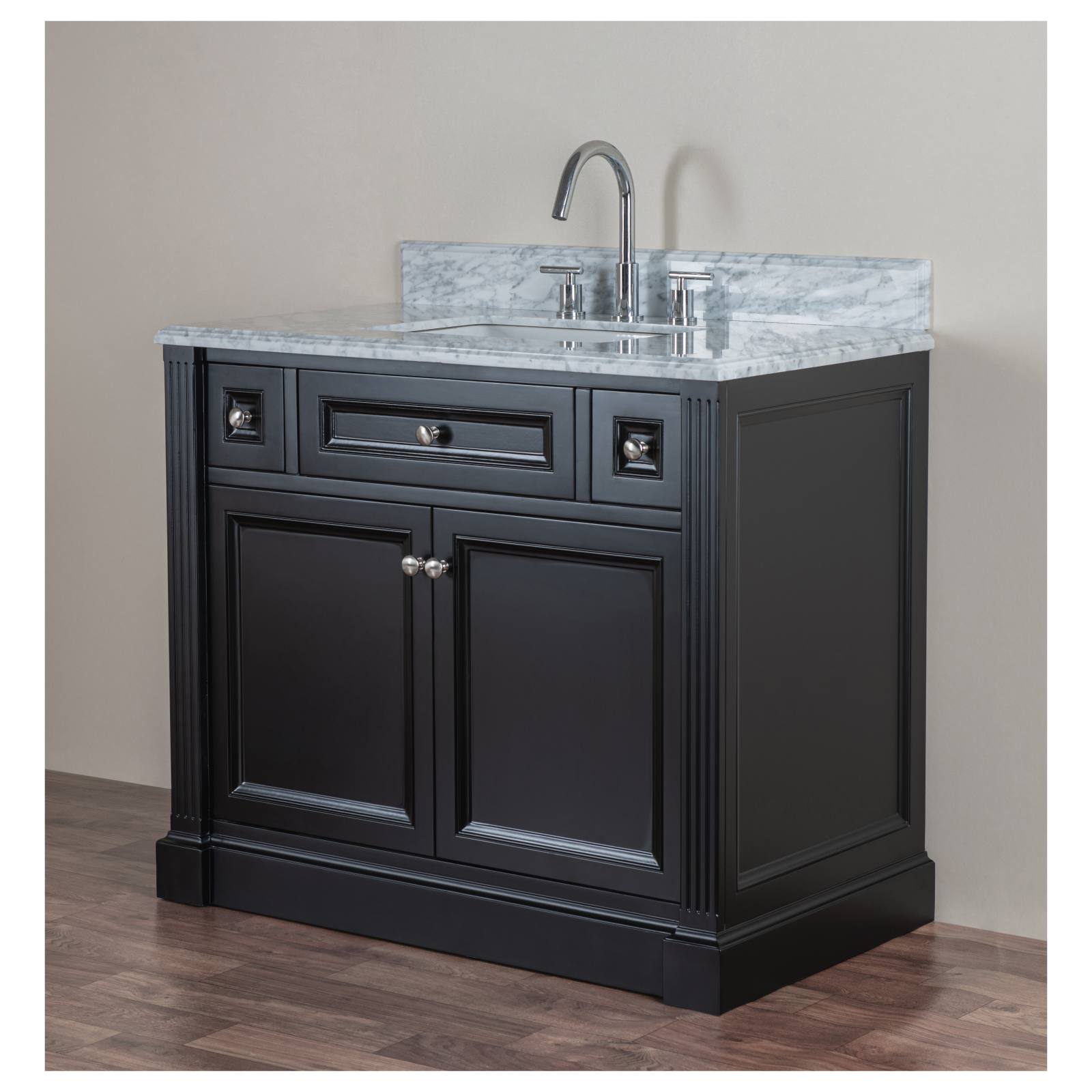 OC Classique 1000mm Marble Top Single Black Freestanding Vanity