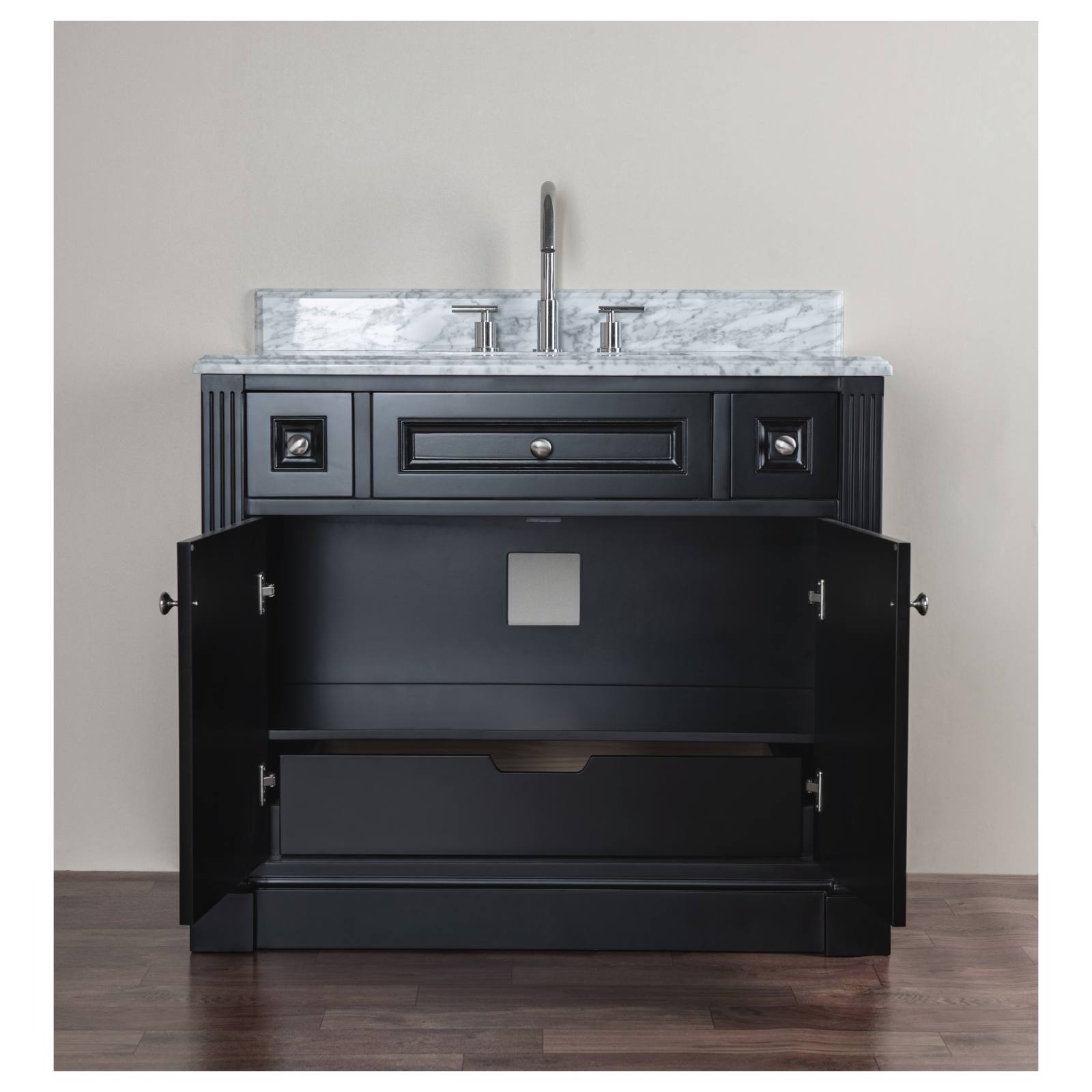 OC Classique 1000mm Marble Top Single Black Freestanding Vanity