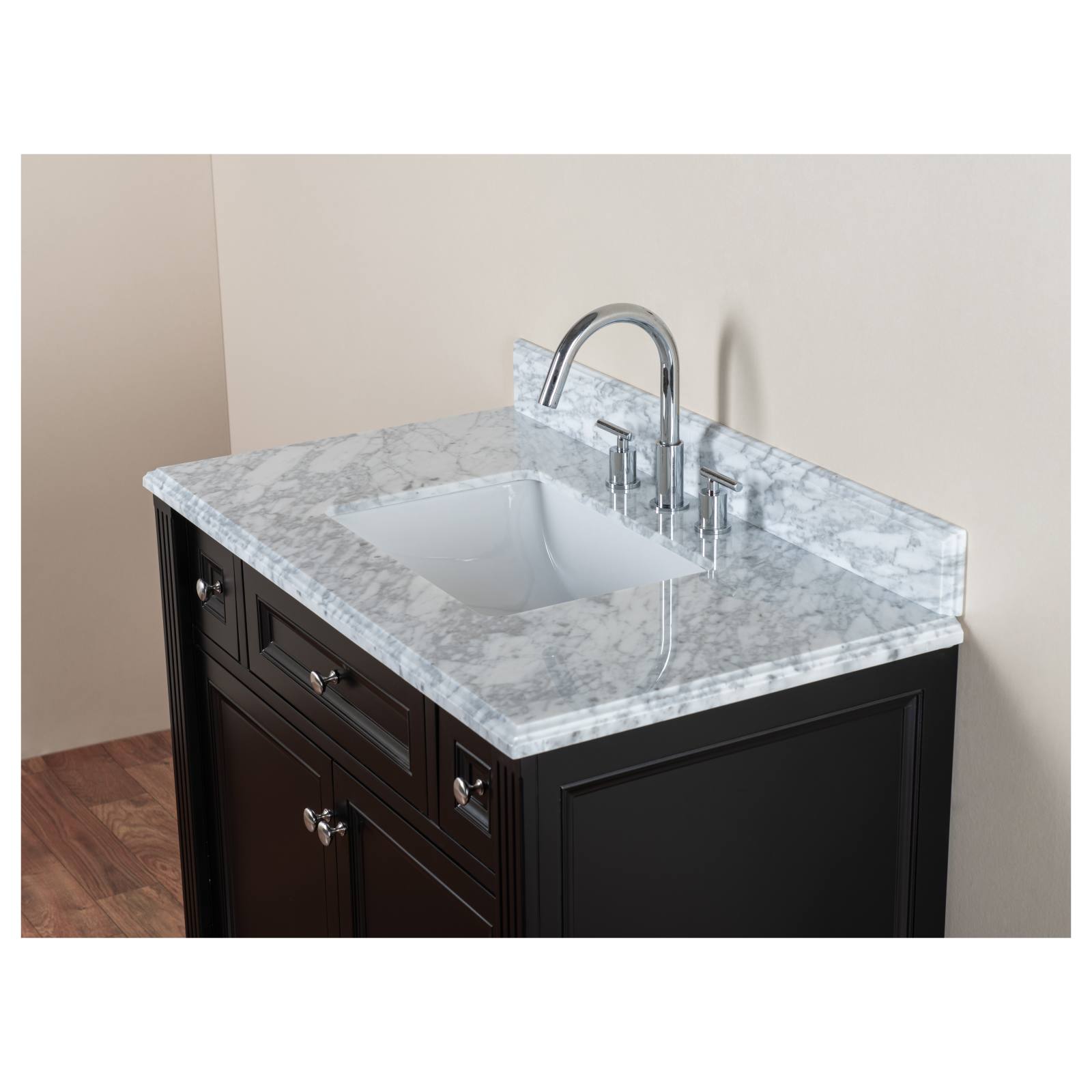 OC Classique 1000mm Marble Top Single Black Freestanding Vanity