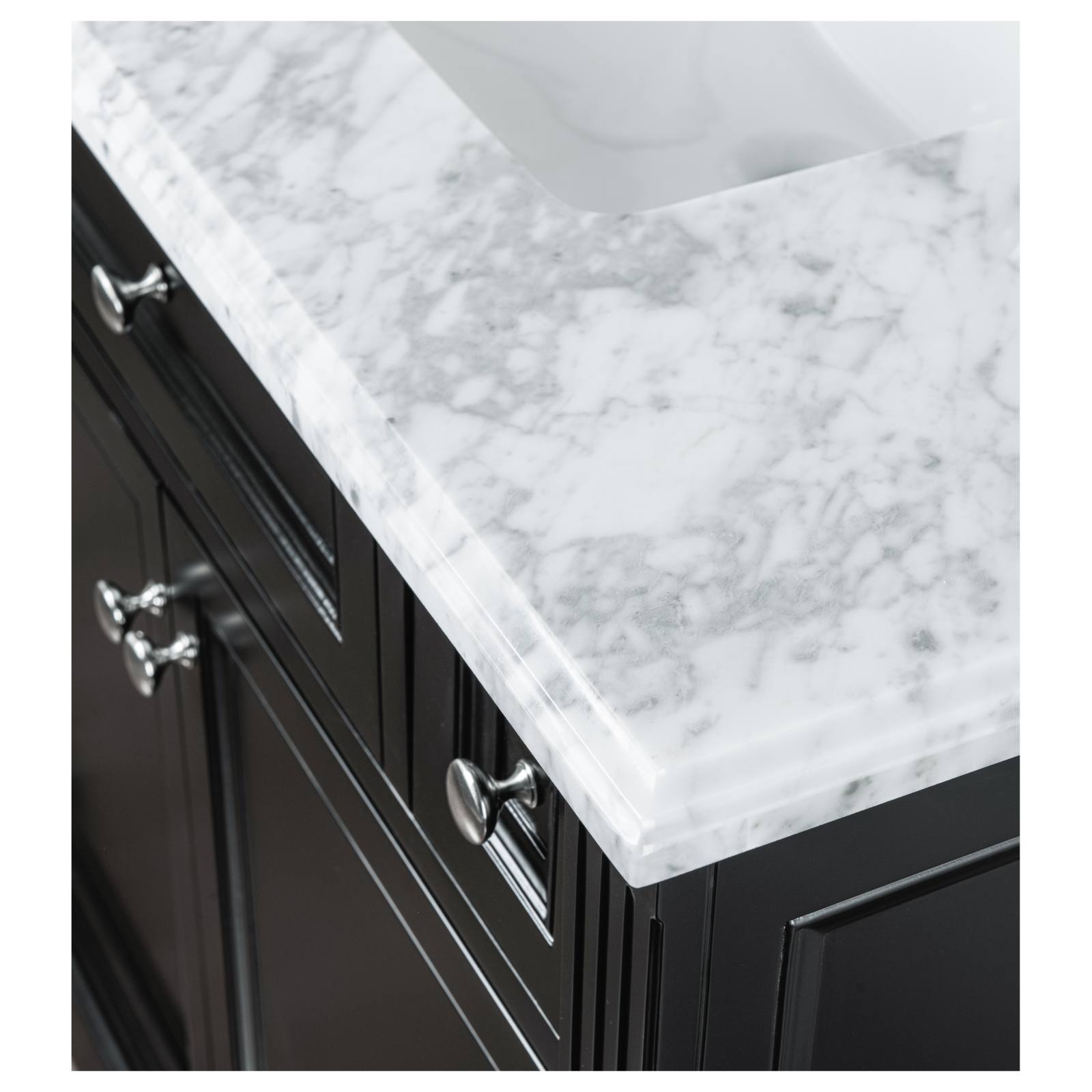 OC Classique 1000mm Marble Top Single Black Freestanding Vanity