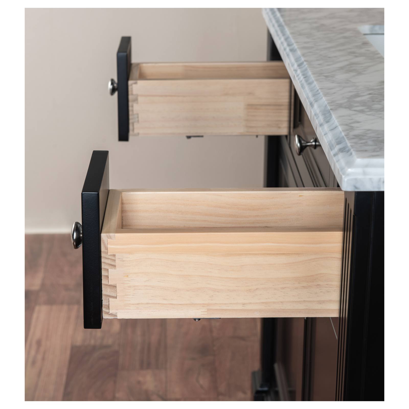 OC Classique 1000mm Marble Top Single Black Freestanding Vanity