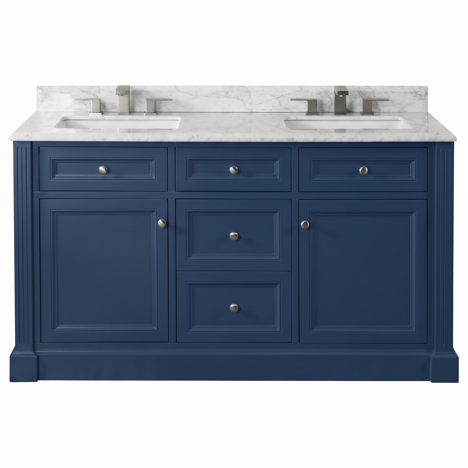 OC Classique 1500mm Marble Top Double Vanity, Navy Blue