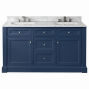 OC Classique 1500mm Marble Top Double Vanity, Navy Blue