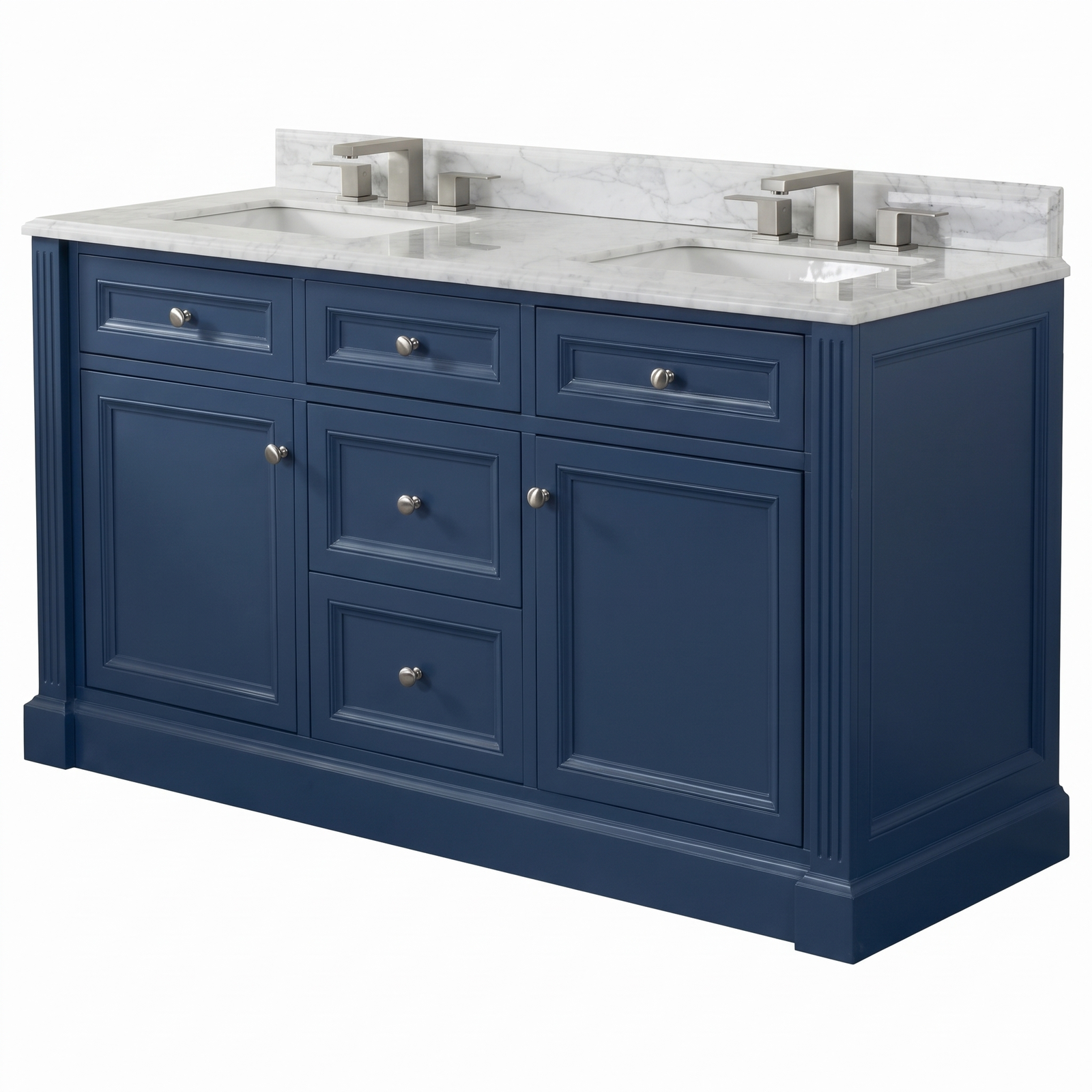 OC Classique 1500mm Marble Top Double Vanity, Navy Blue