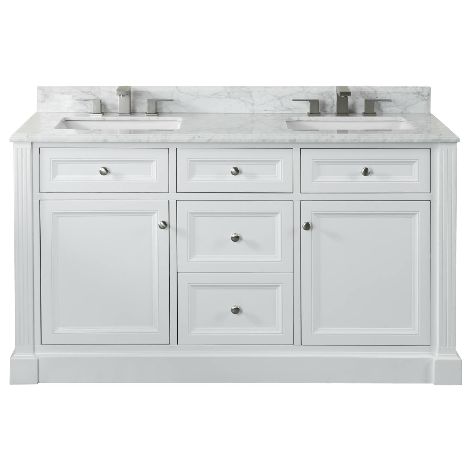 OC Classique 1500mm Marble Top Double White Freestanding Vanity