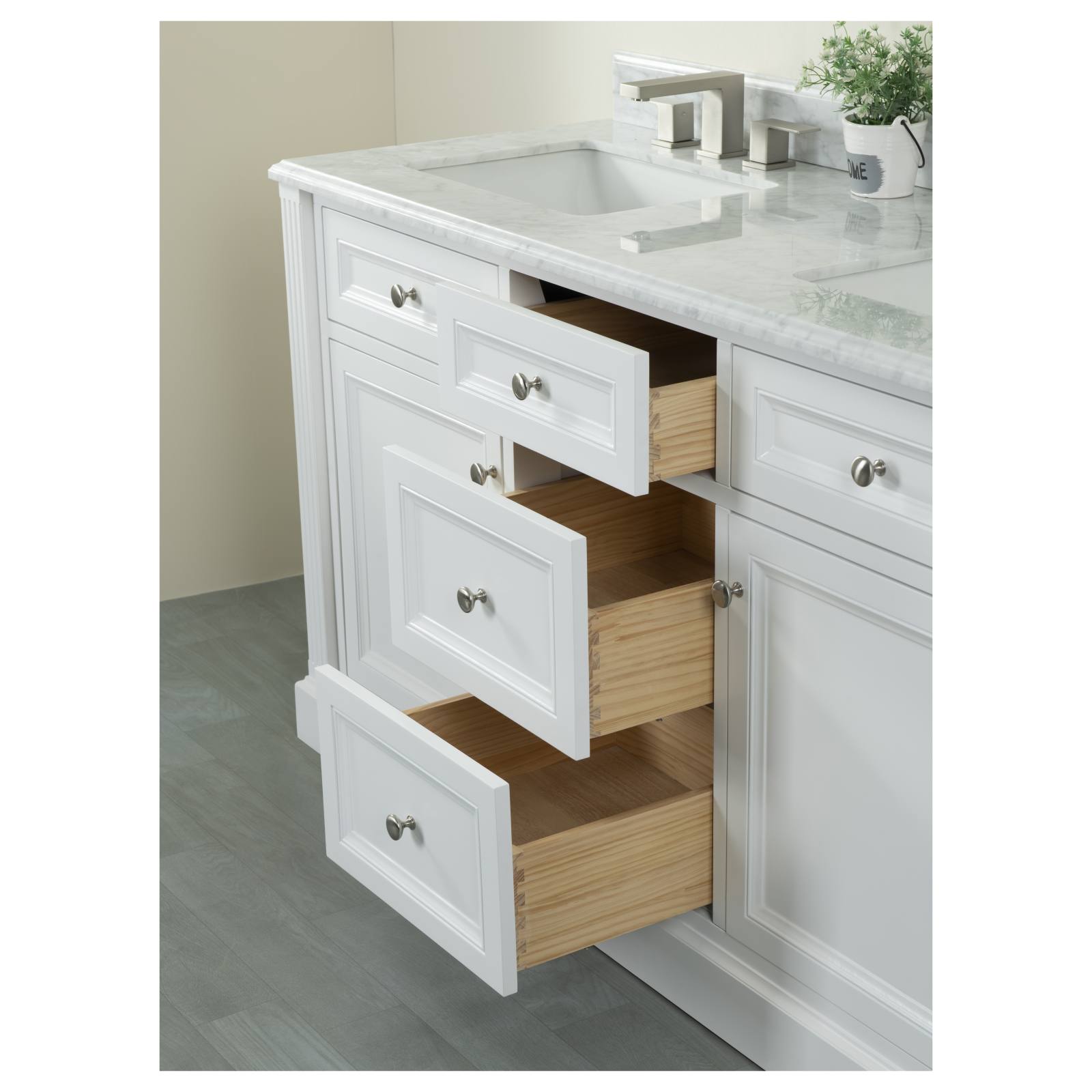 OC Classique 1500mm Marble Top Double White Freestanding Vanity