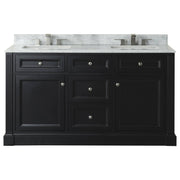 OC Classique 1500mm Marble Top Double Black Freestanding Vanity