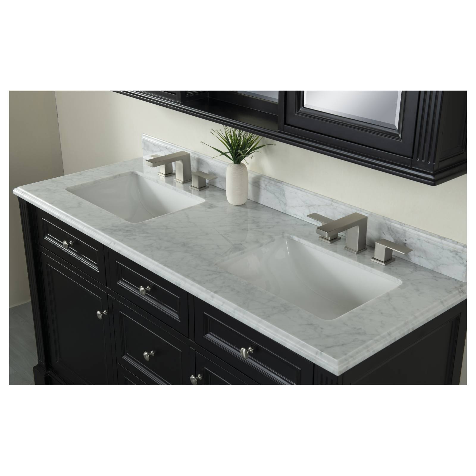 OC Classique 1500mm Marble Top Double Black Freestanding Vanity