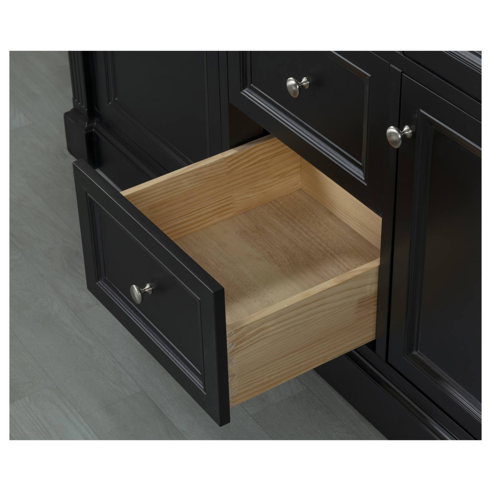 OC Classique 1500mm Marble Top Double Black Freestanding Vanity