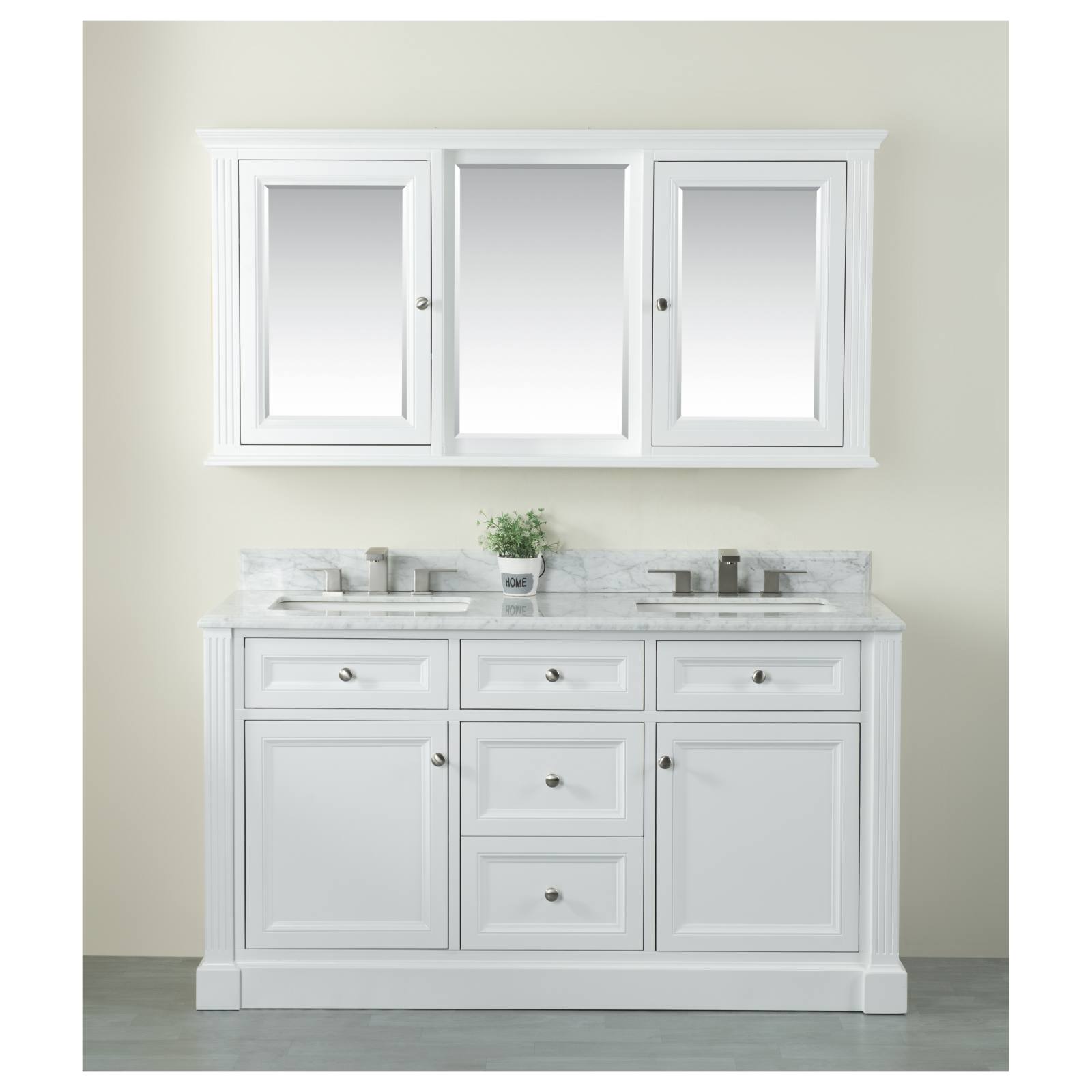 OC Classique 1500mm White Mirror Cabinet