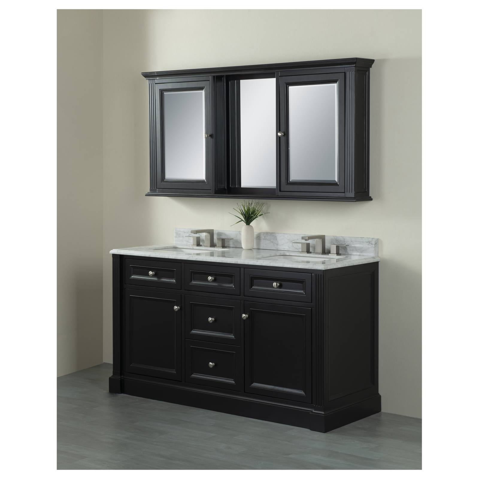 OC Classique 1500mm Black Mirror Cabinet