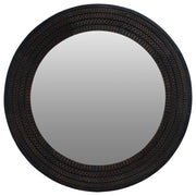 Mandala 120cm Round Reclaimed Teak Mirror, Antique Black
