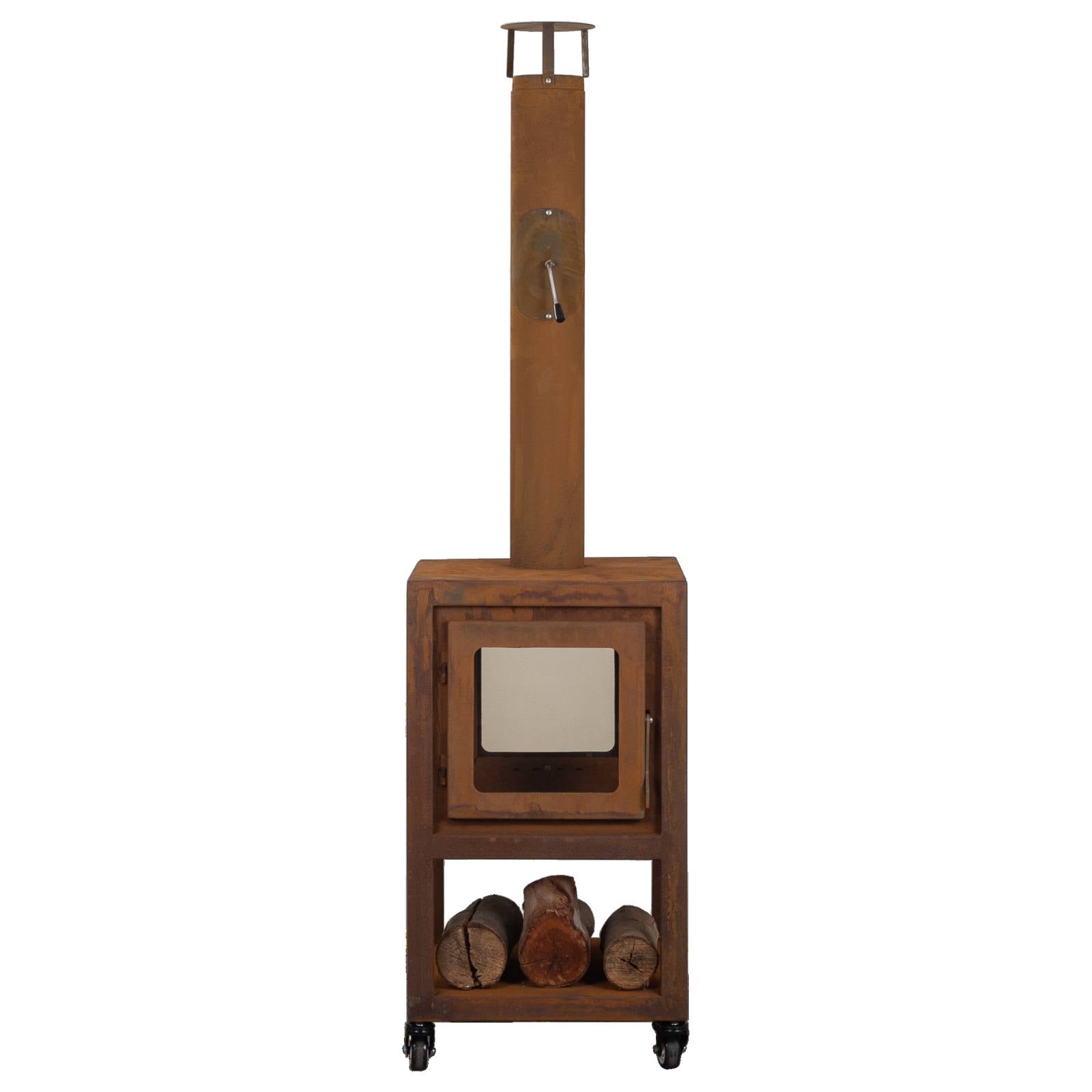 Lazaro 54x85cm Corten Steel Wood Burner, Rust