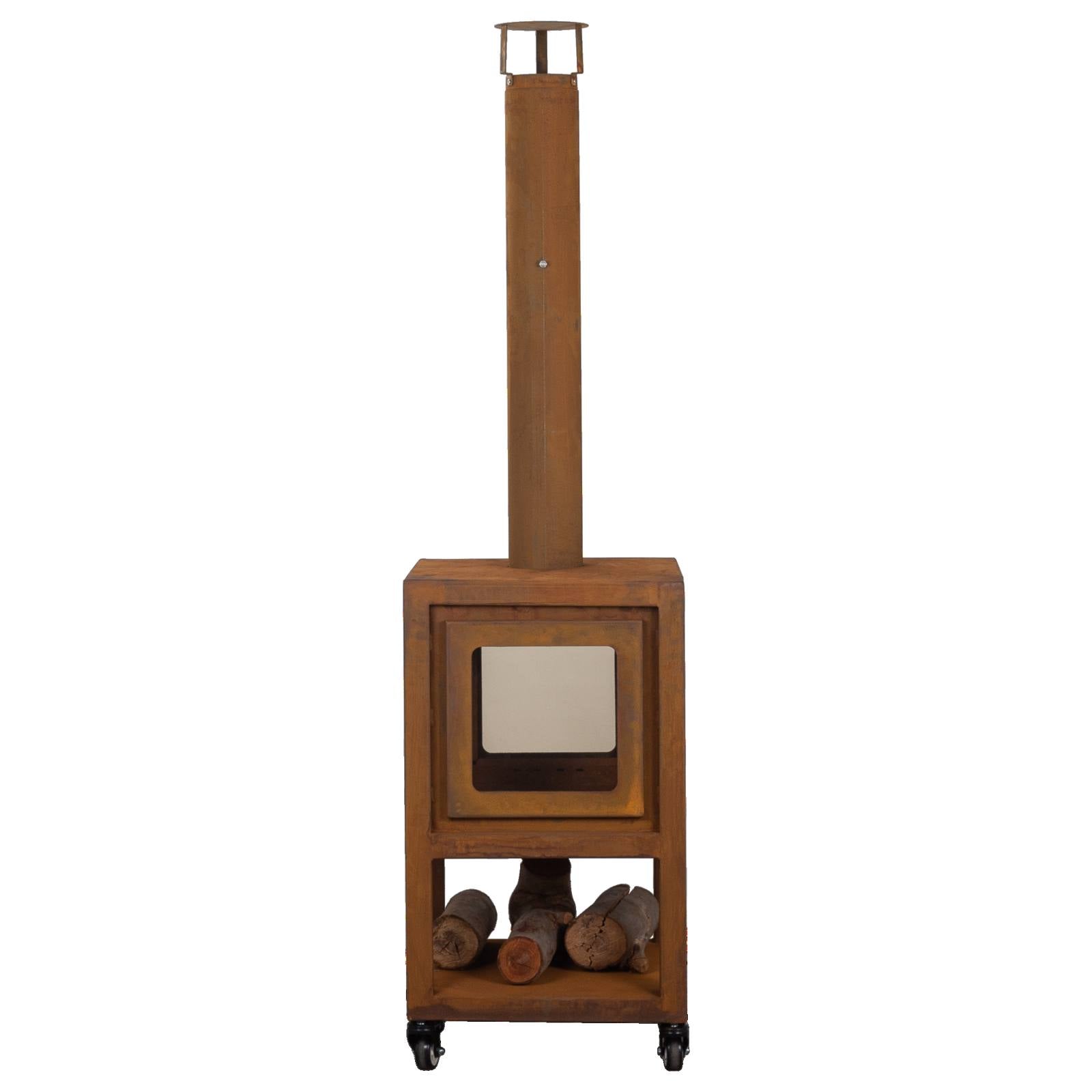Lazaro 54x85cm Corten Steel Wood Burner, Rust