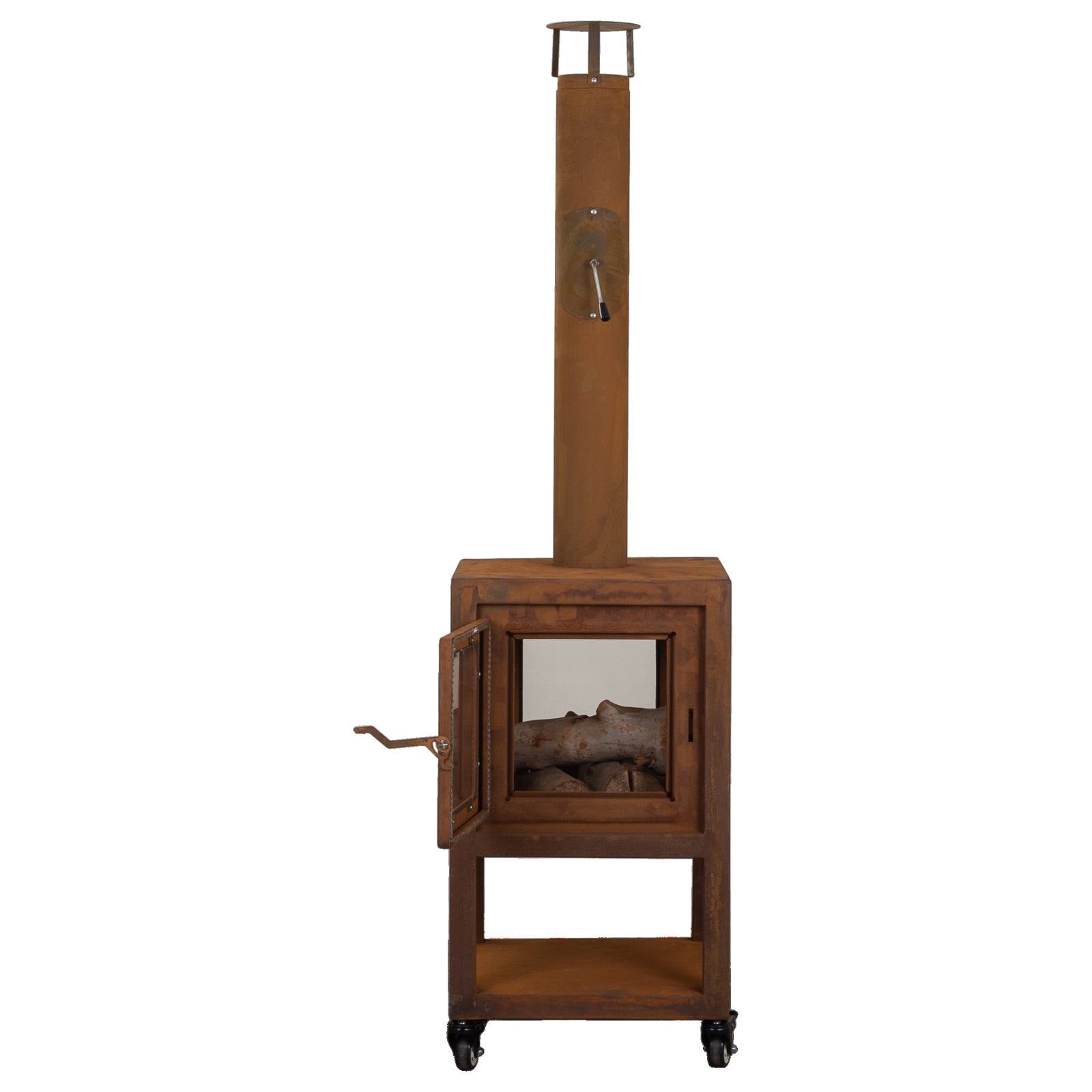 Lazaro 54x85cm Corten Steel Wood Burner, Rust