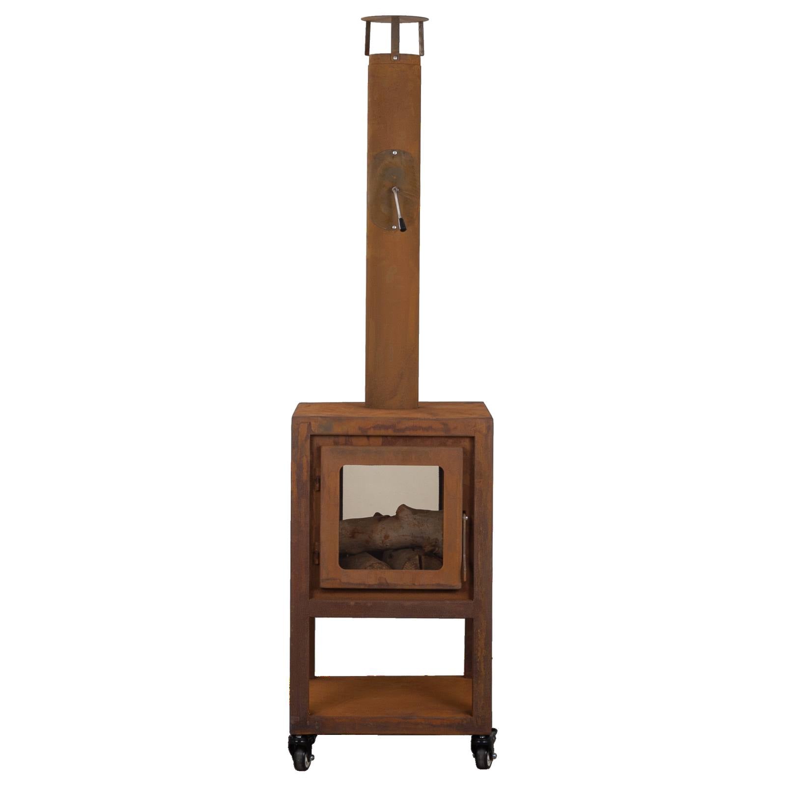 Lazaro 54x85cm Corten Steel Wood Burner, Rust