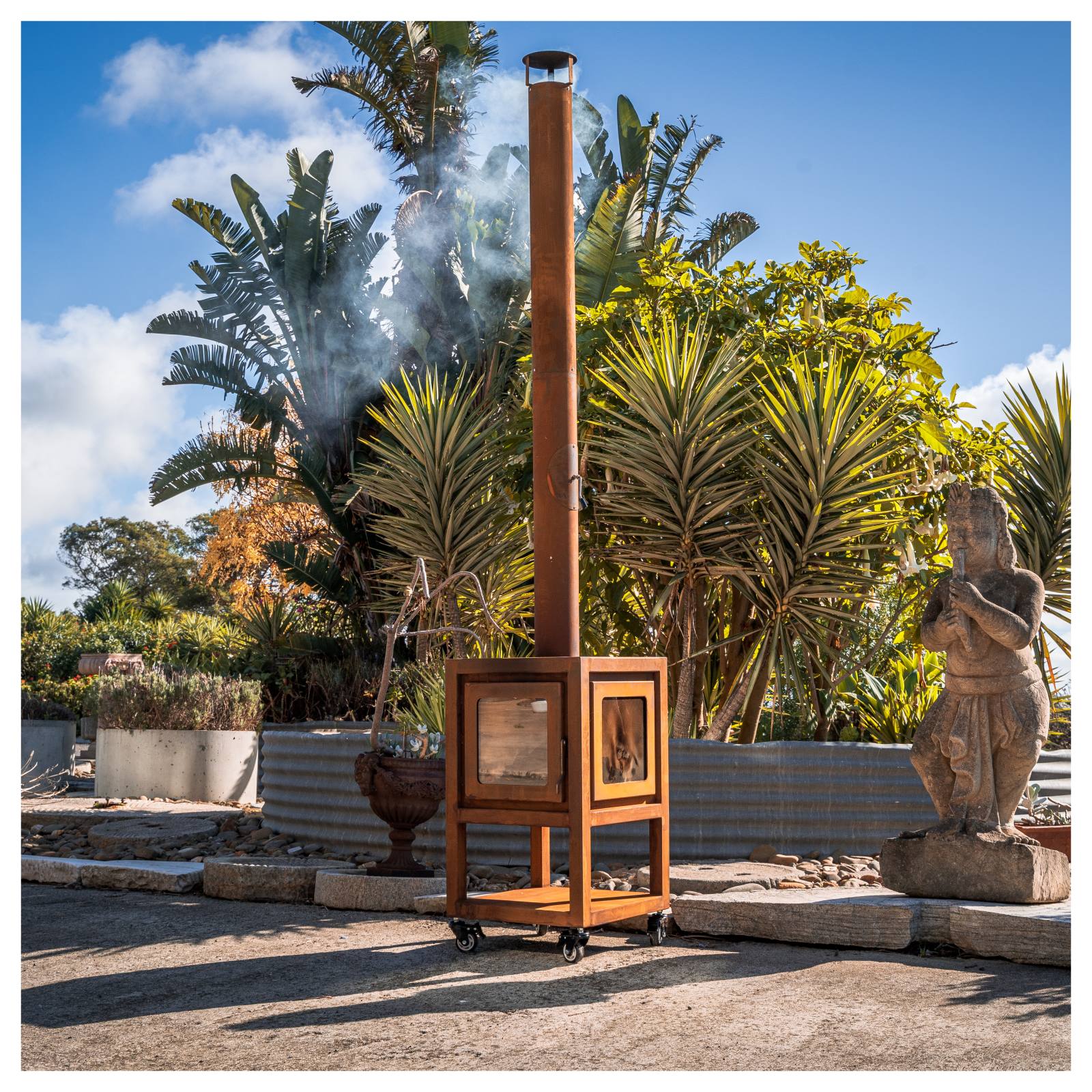 Lazaro 54x85cm Corten Steel Wood Burner, Rust