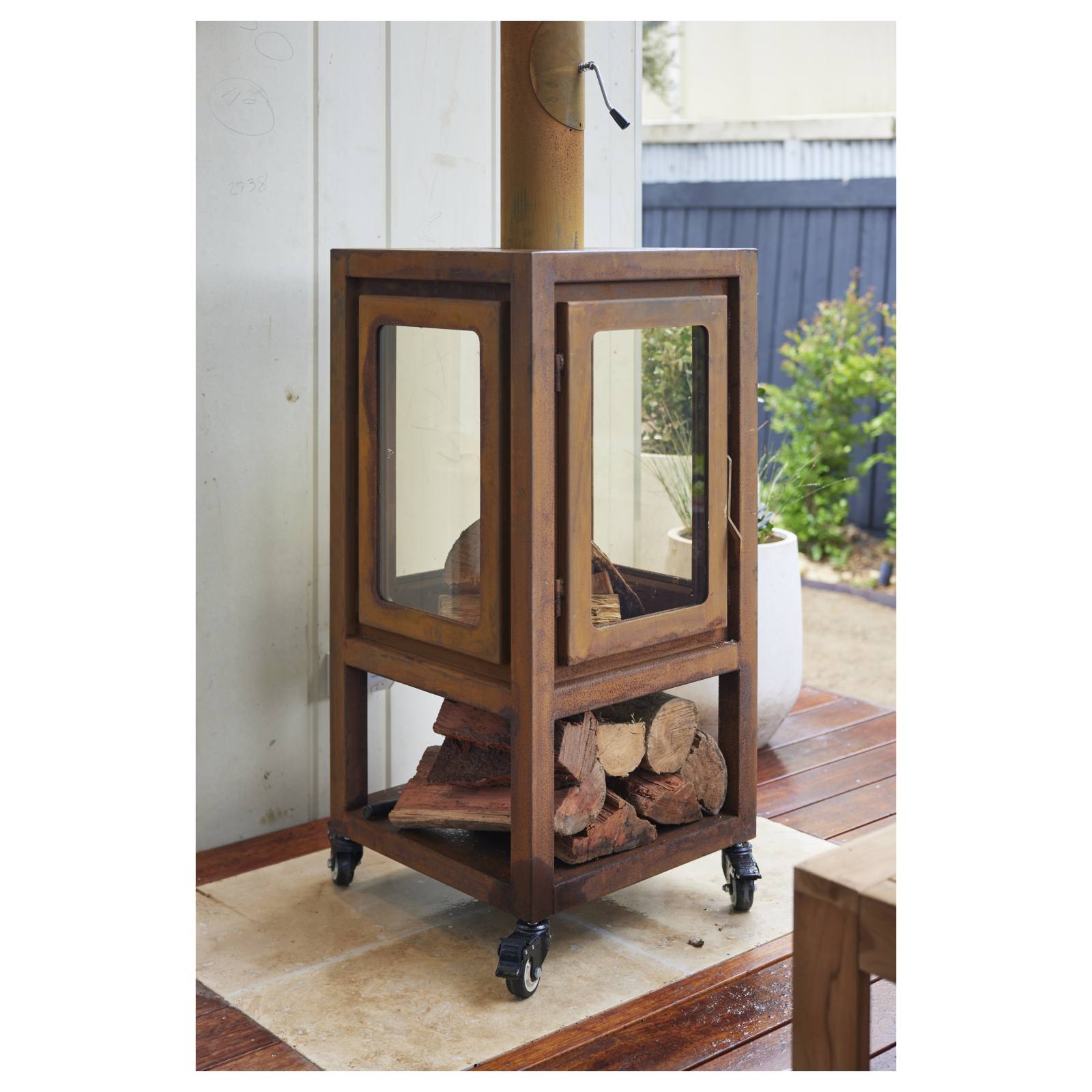 Lazaro 54x85cm Corten Steel Wood Burner, Rust