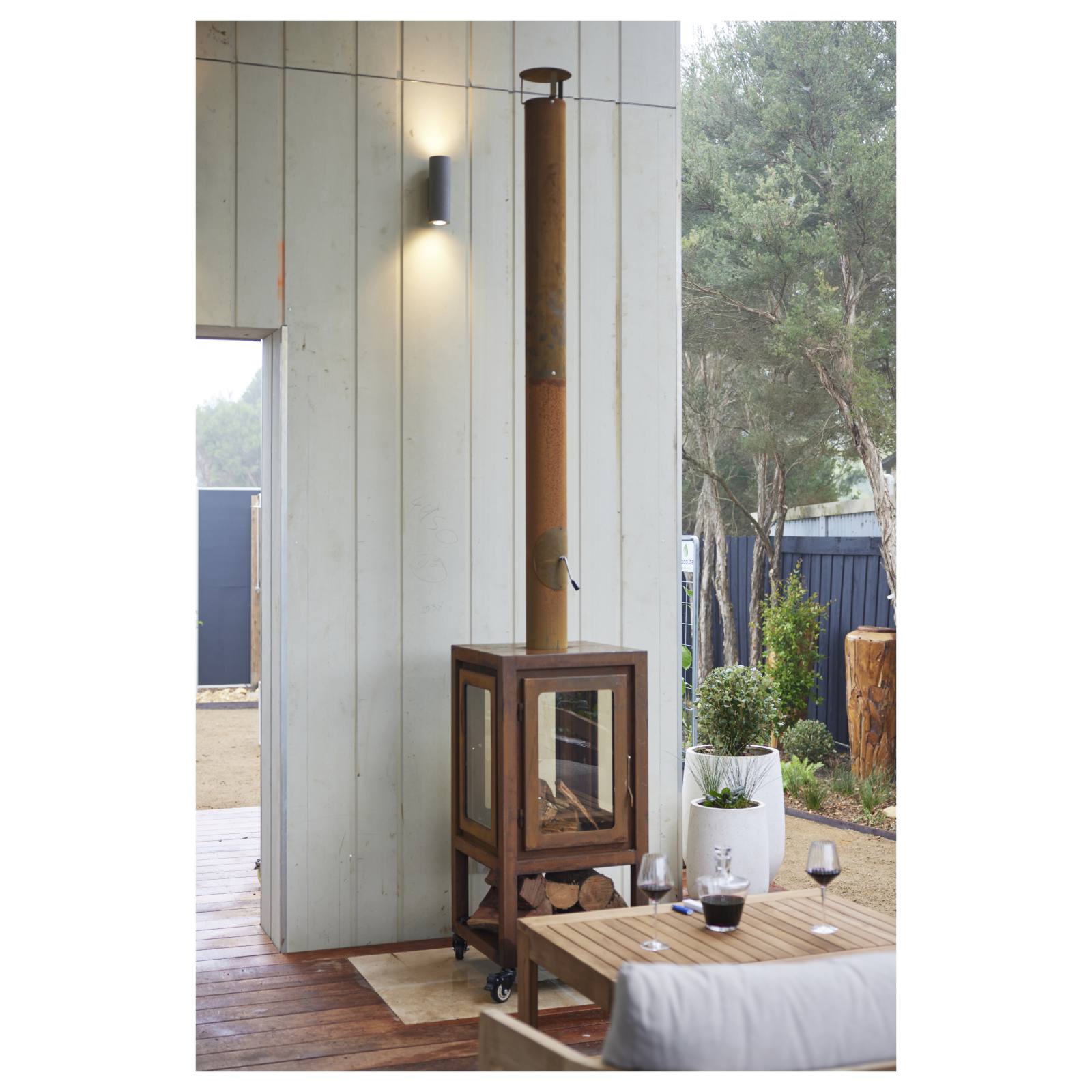 Lazaro 54x85cm Corten Steel Wood Burner, Rust