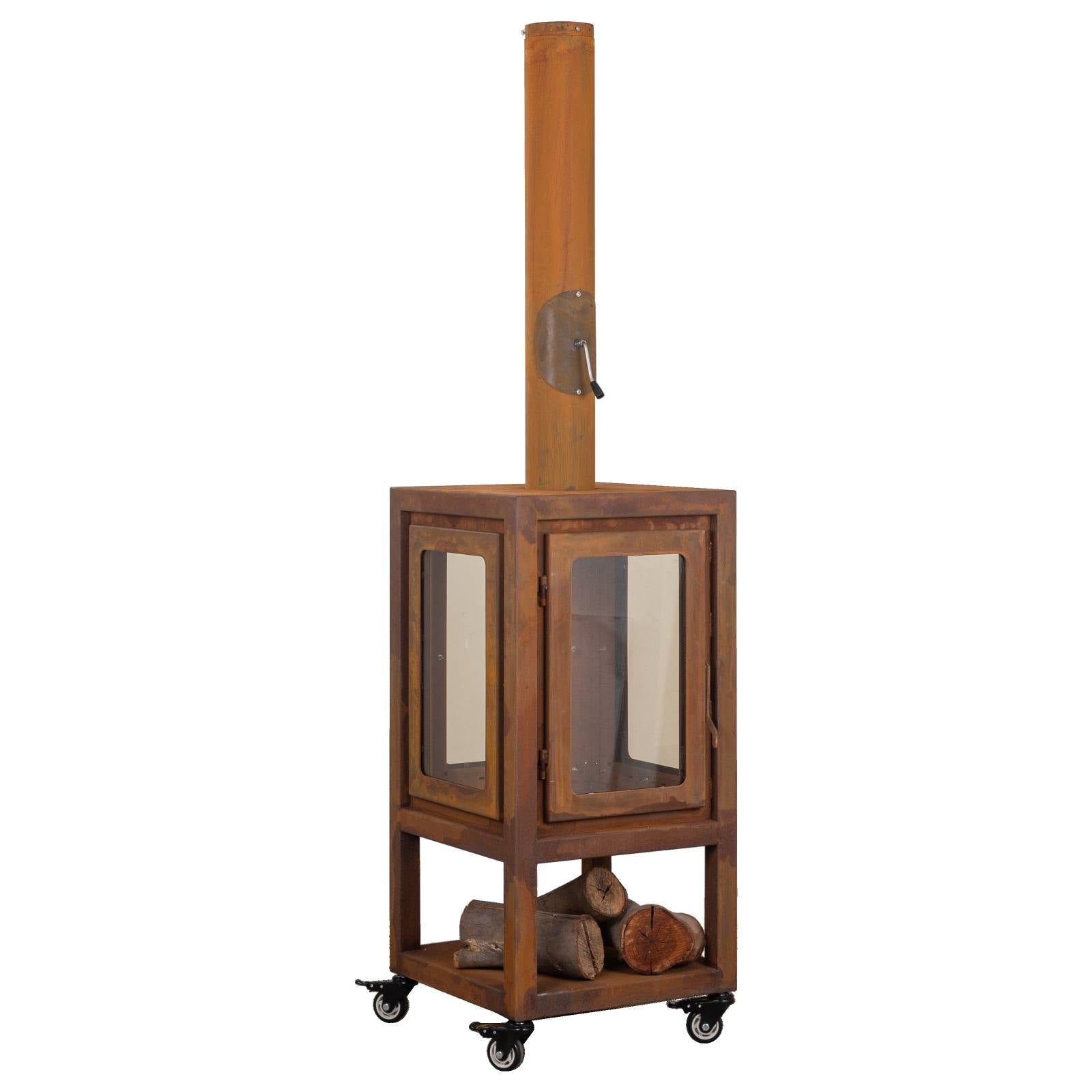 Lazaro 54x105cm Corten Steel Wood Burner, Rust