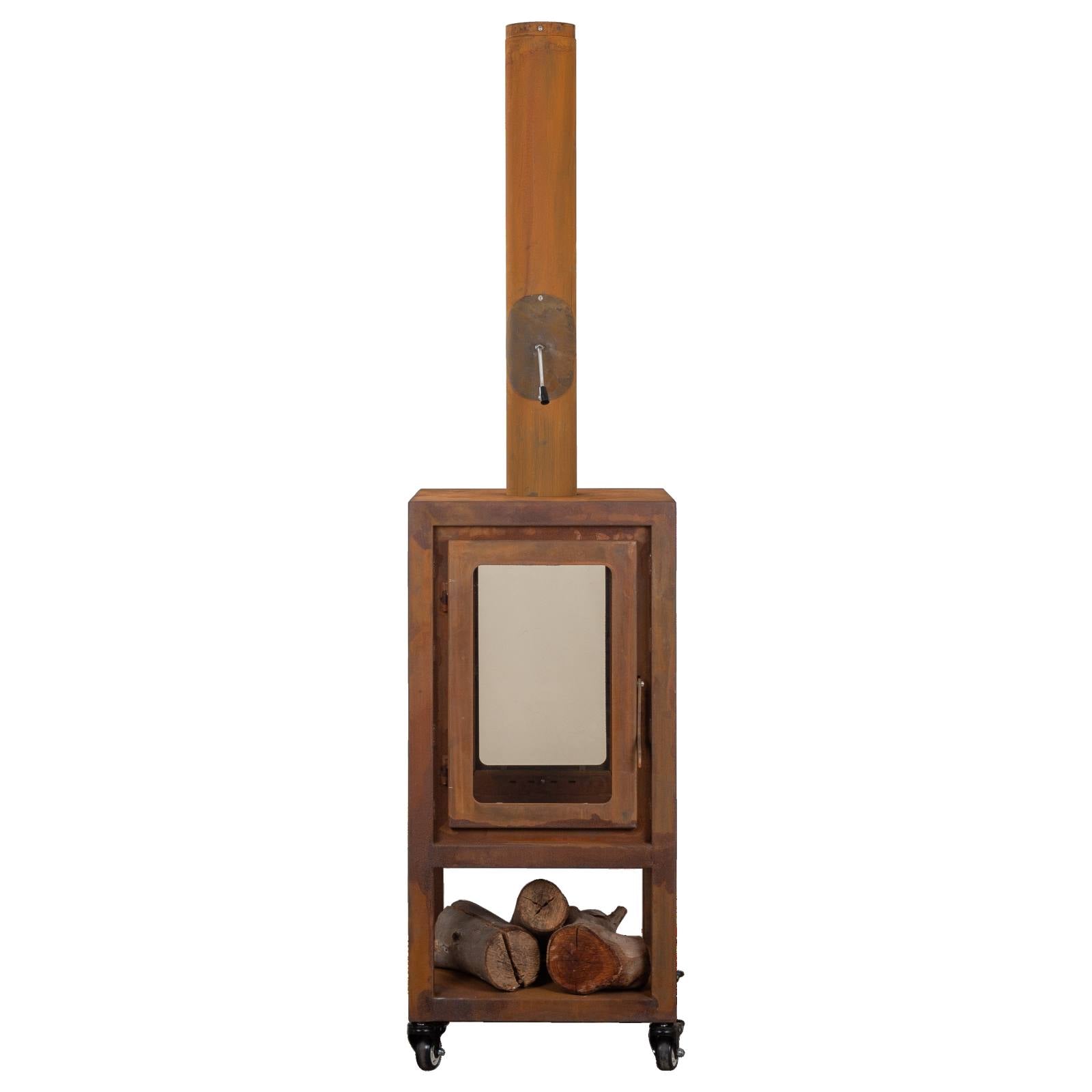 Lazaro 54x105cm Corten Steel Wood Burner, Rust