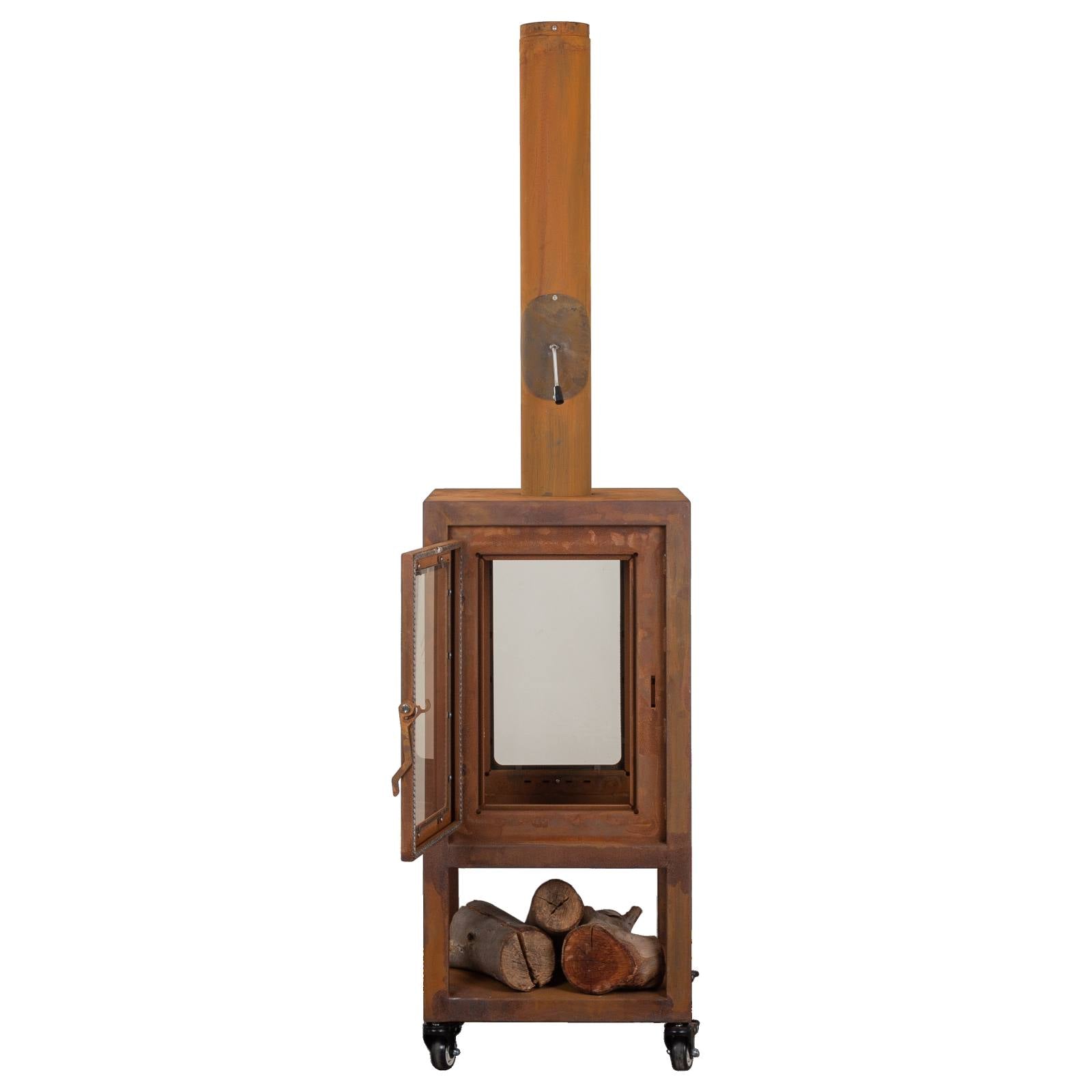 Lazaro 54x105cm Corten Steel Wood Burner, Rust