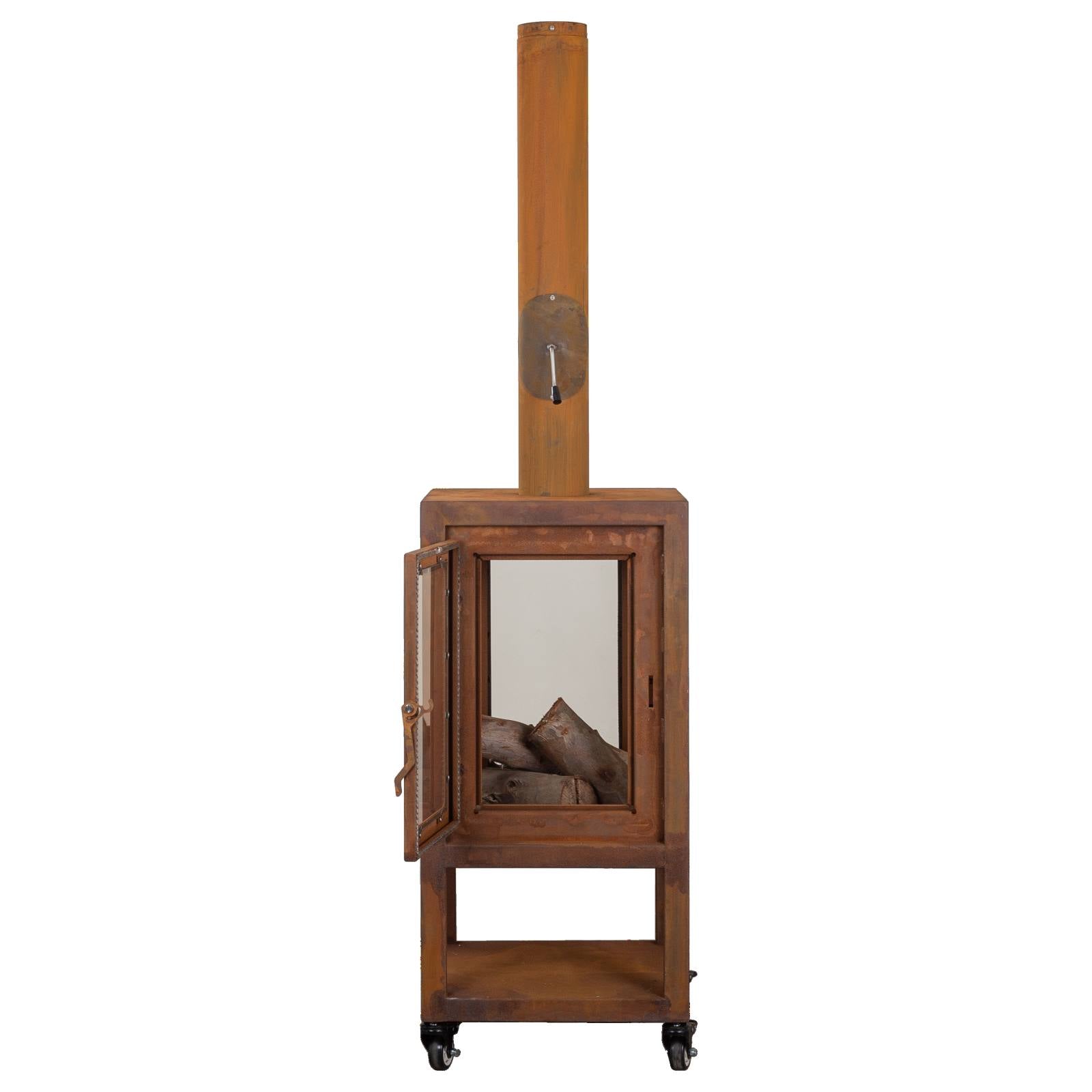 Lazaro 54x105cm Corten Steel Wood Burner, Rust