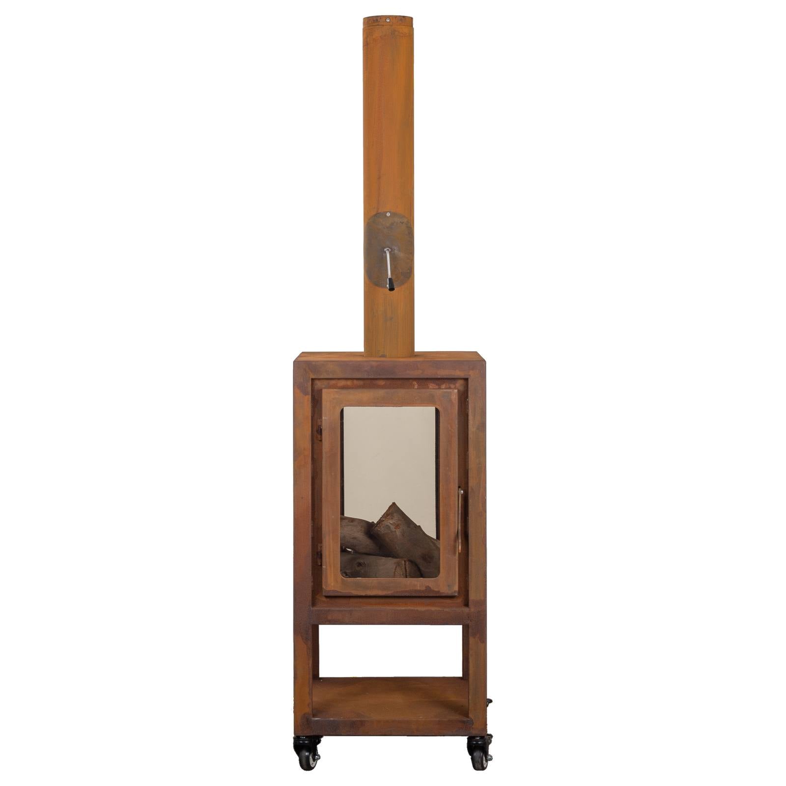 Lazaro 54x105cm Corten Steel Wood Burner, Rust