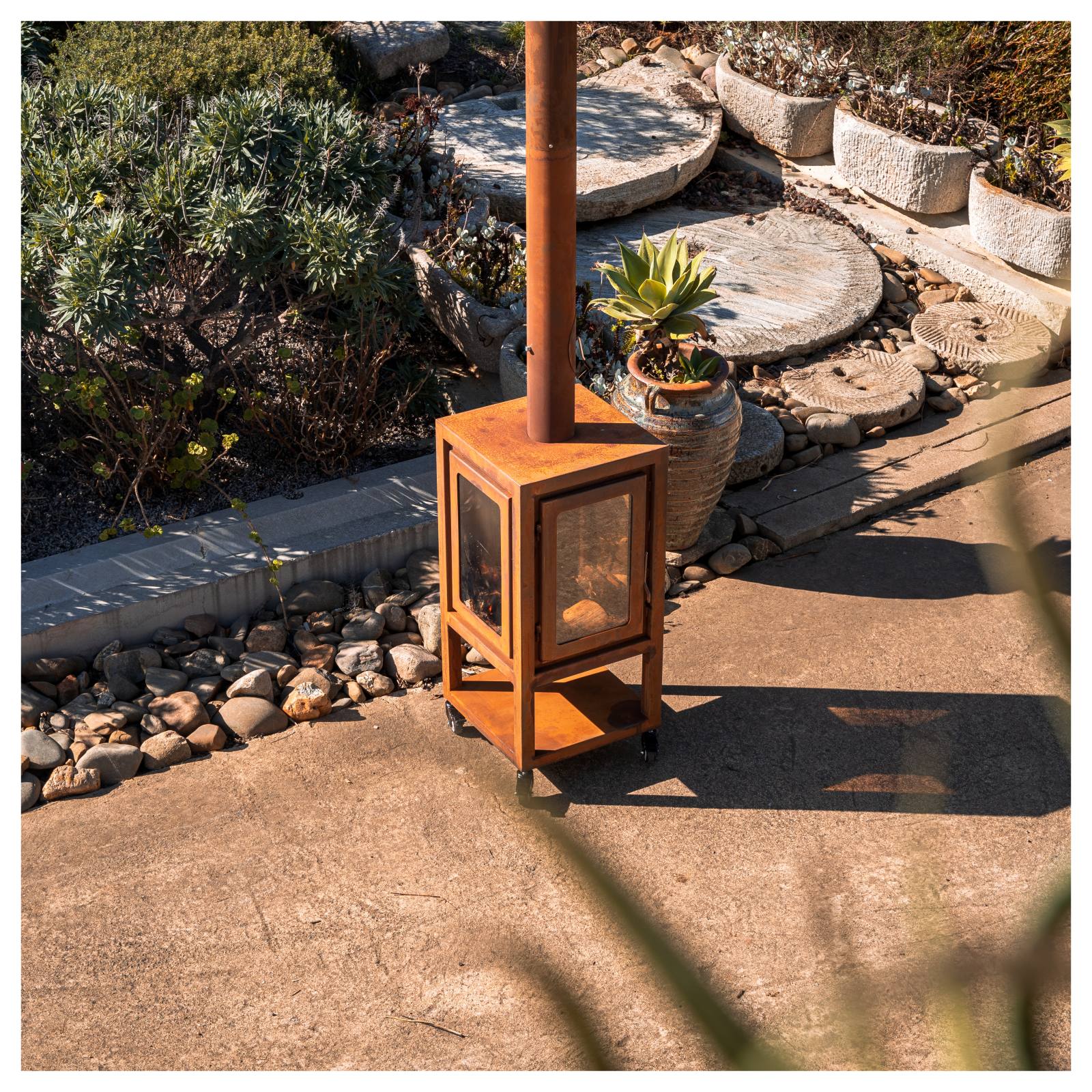 Lazaro 54x105cm Corten Steel Wood Burner, Rust