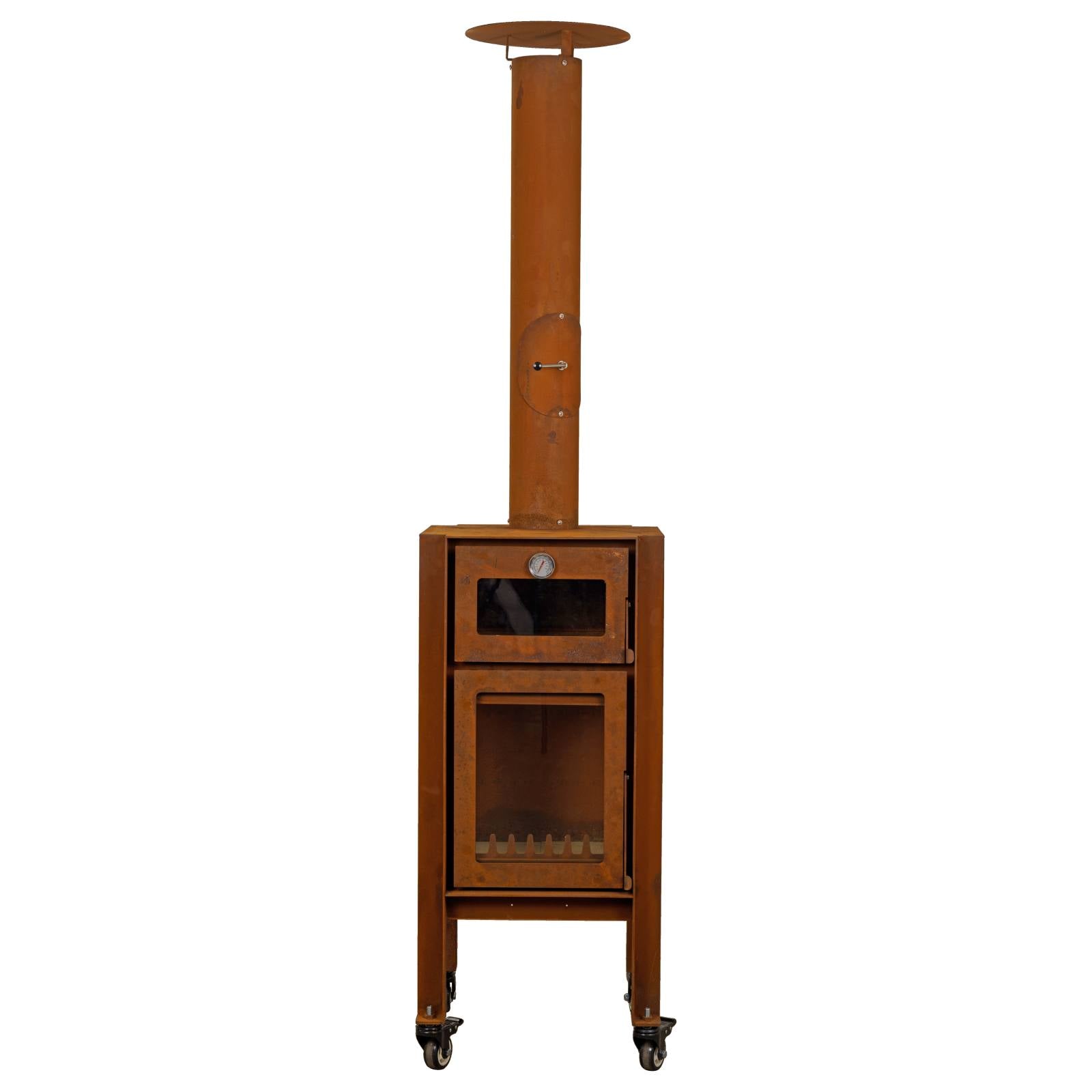 Ferro 50x100cm Corten Steel Wood Burner Pizza Oven, Rusty
