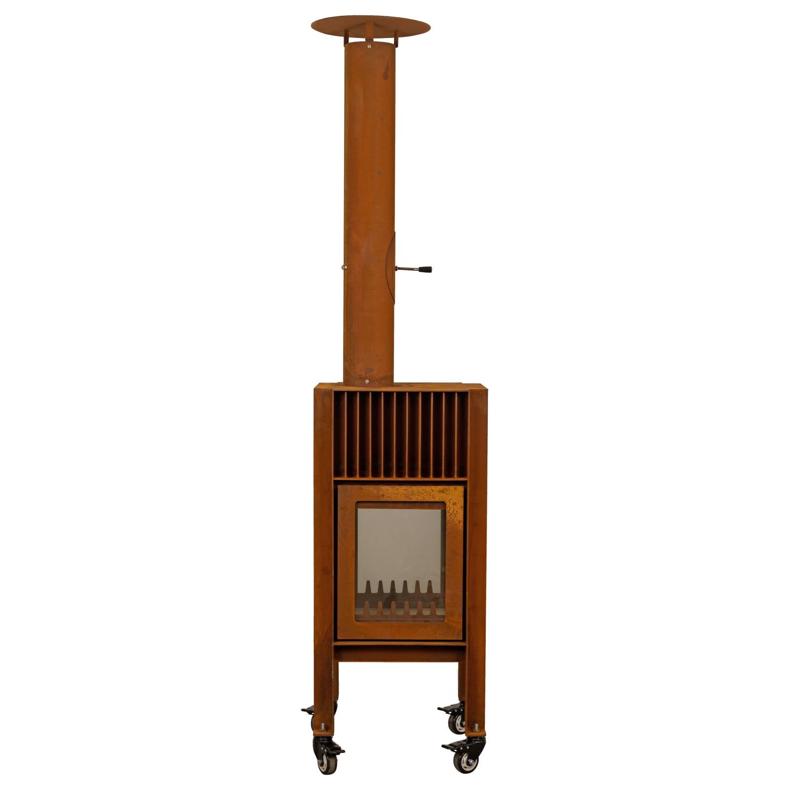 Ferro 50x100cm Corten Steel Wood Burner Pizza Oven, Rusty