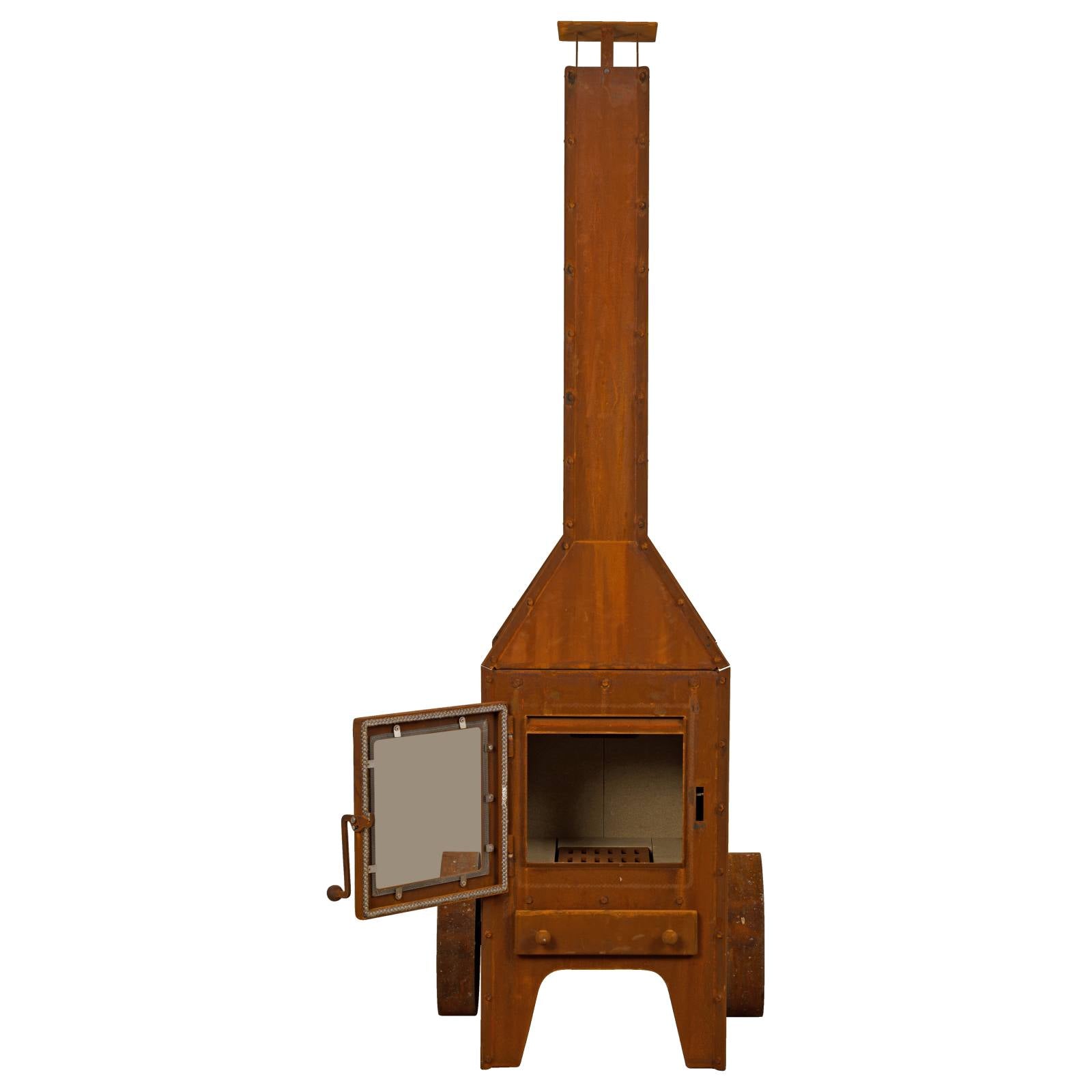 Rubic 49x68.6x200cm Corten Steel Wood Burner, Rusty
