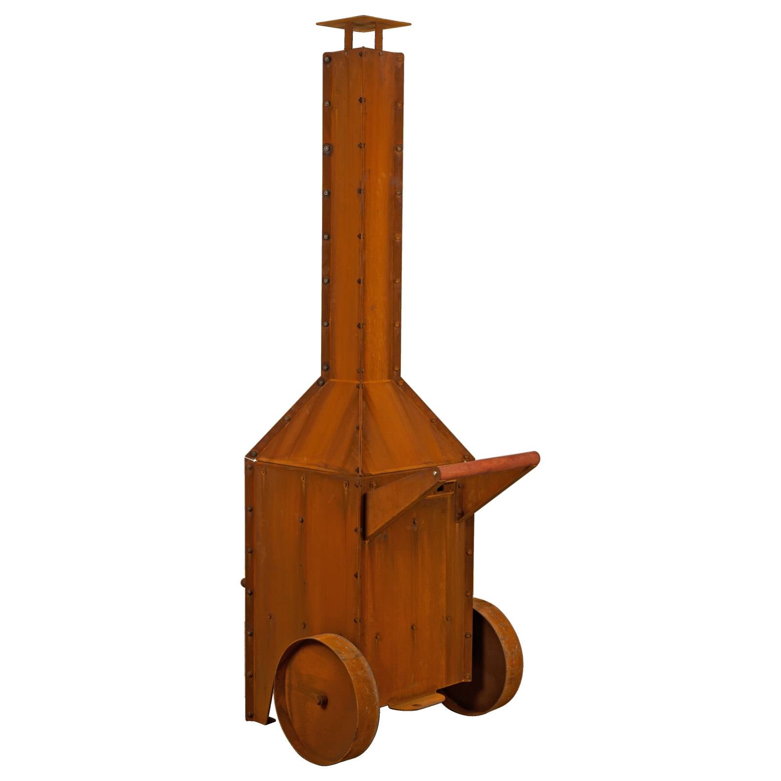 Rubic 49x68.6x200cm Corten Steel Wood Burner, Rusty