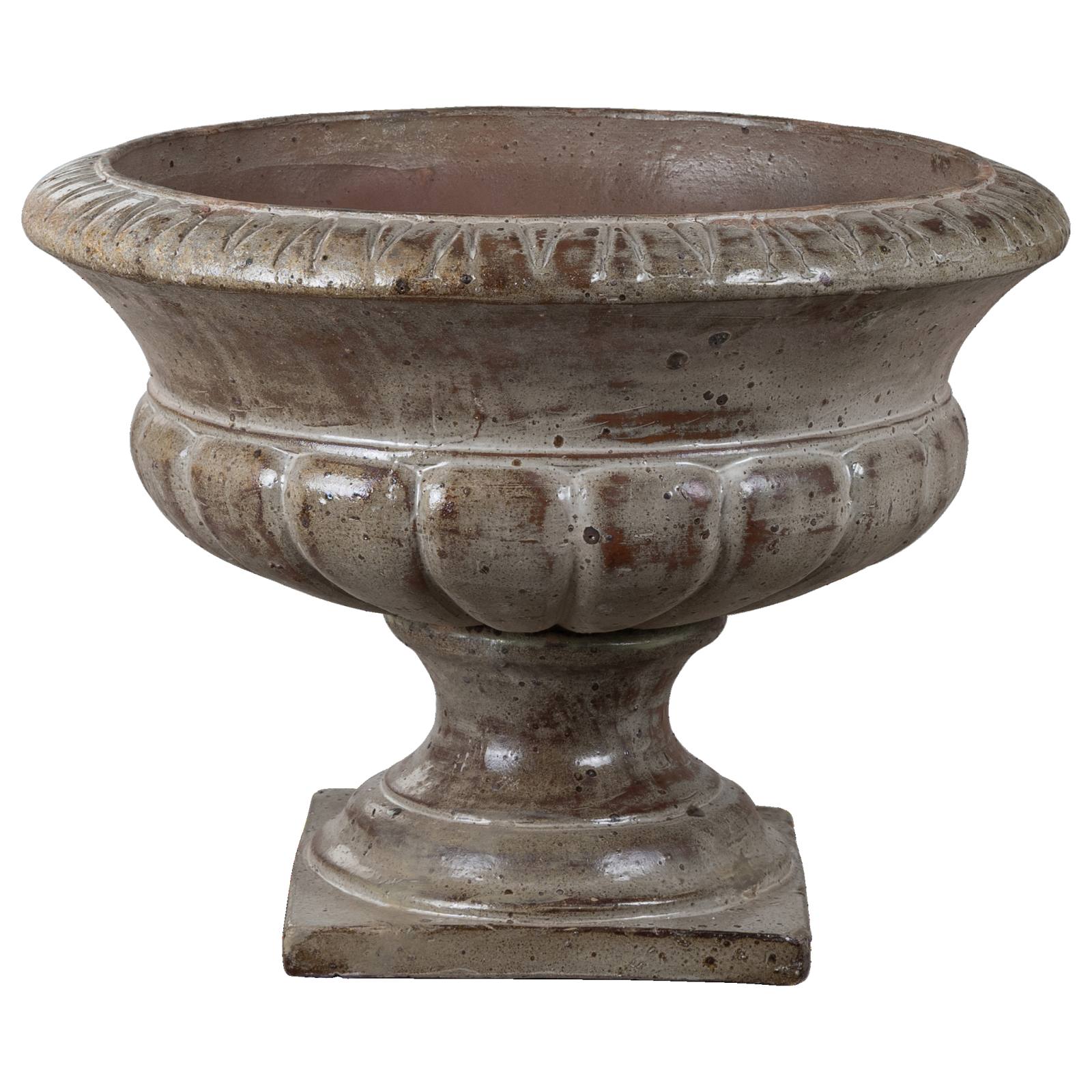Vada Urn And Pedestal 80cm Ironstone Antique White
