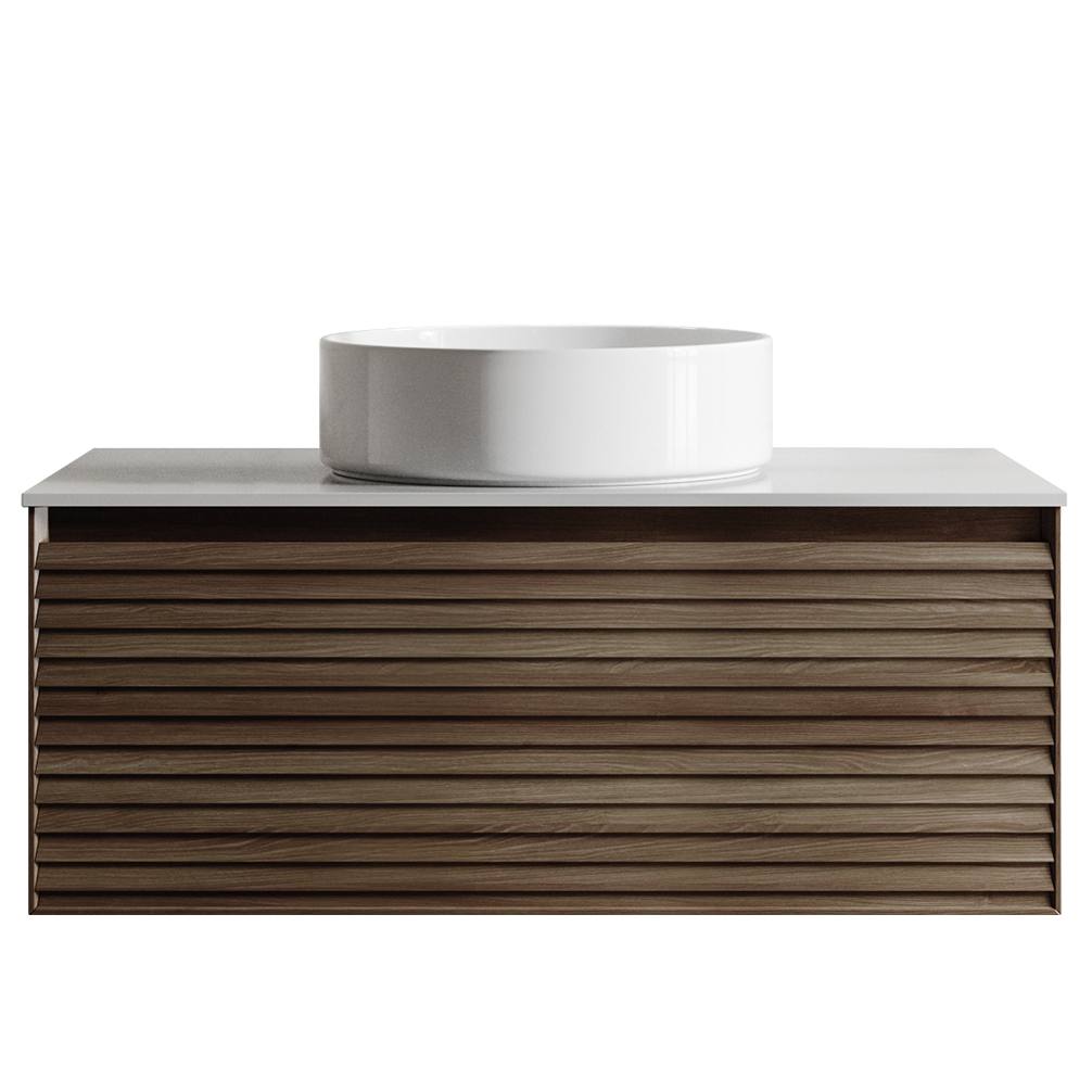 Donna 90 Single Wall Hung Vanity, Dark Walnut