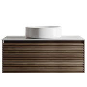 Donna 90 Single Wall Hung Vanity, Dark Walnut